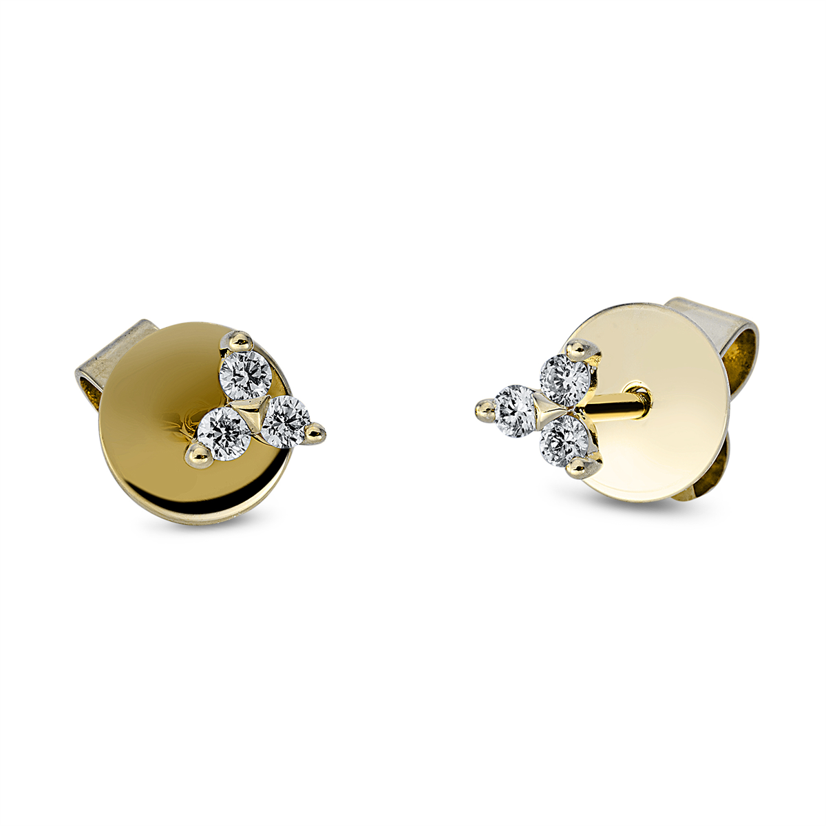 diamond full cut  modern woman studs in yellow gold