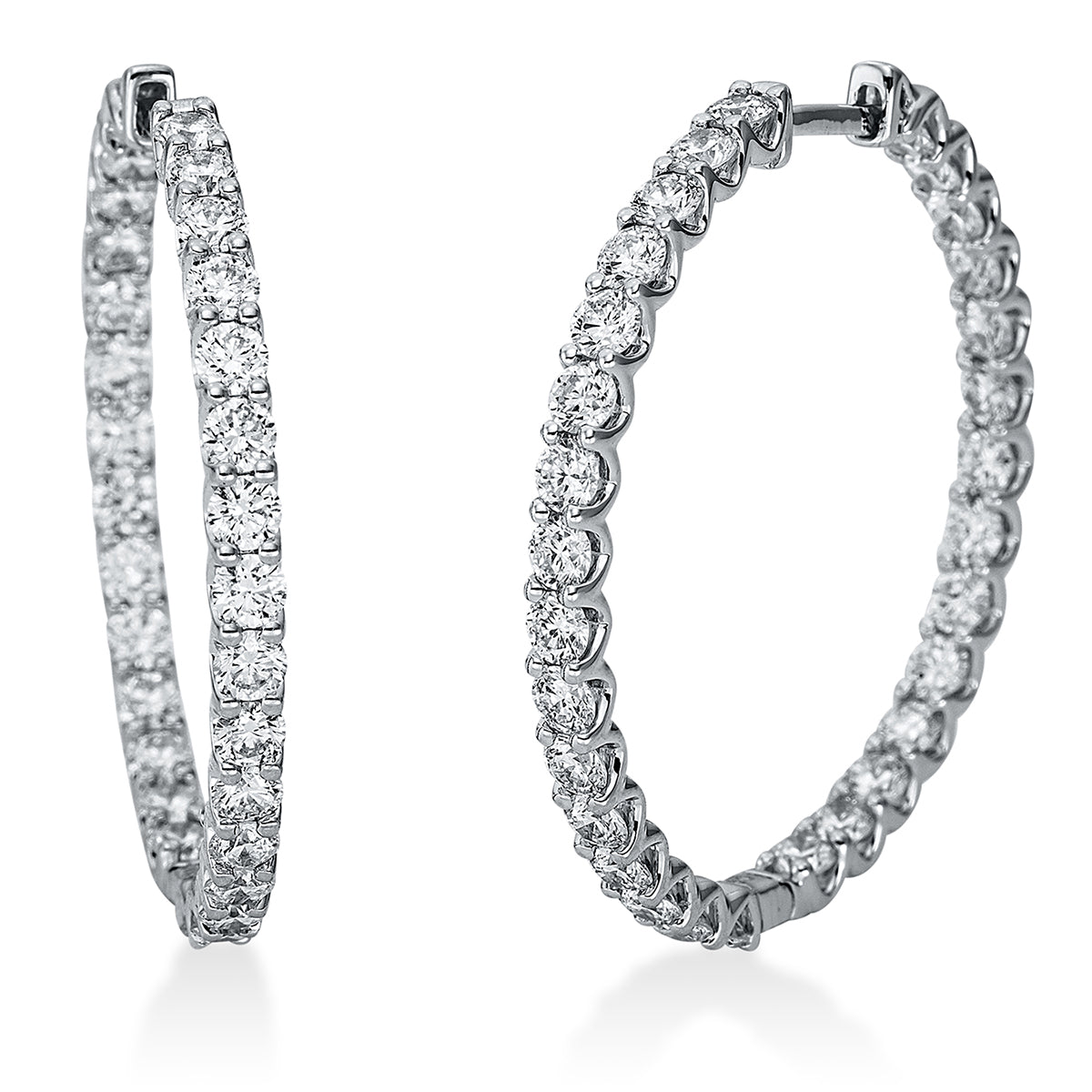diamond full cut  exclusive hoops & huggies in white gold