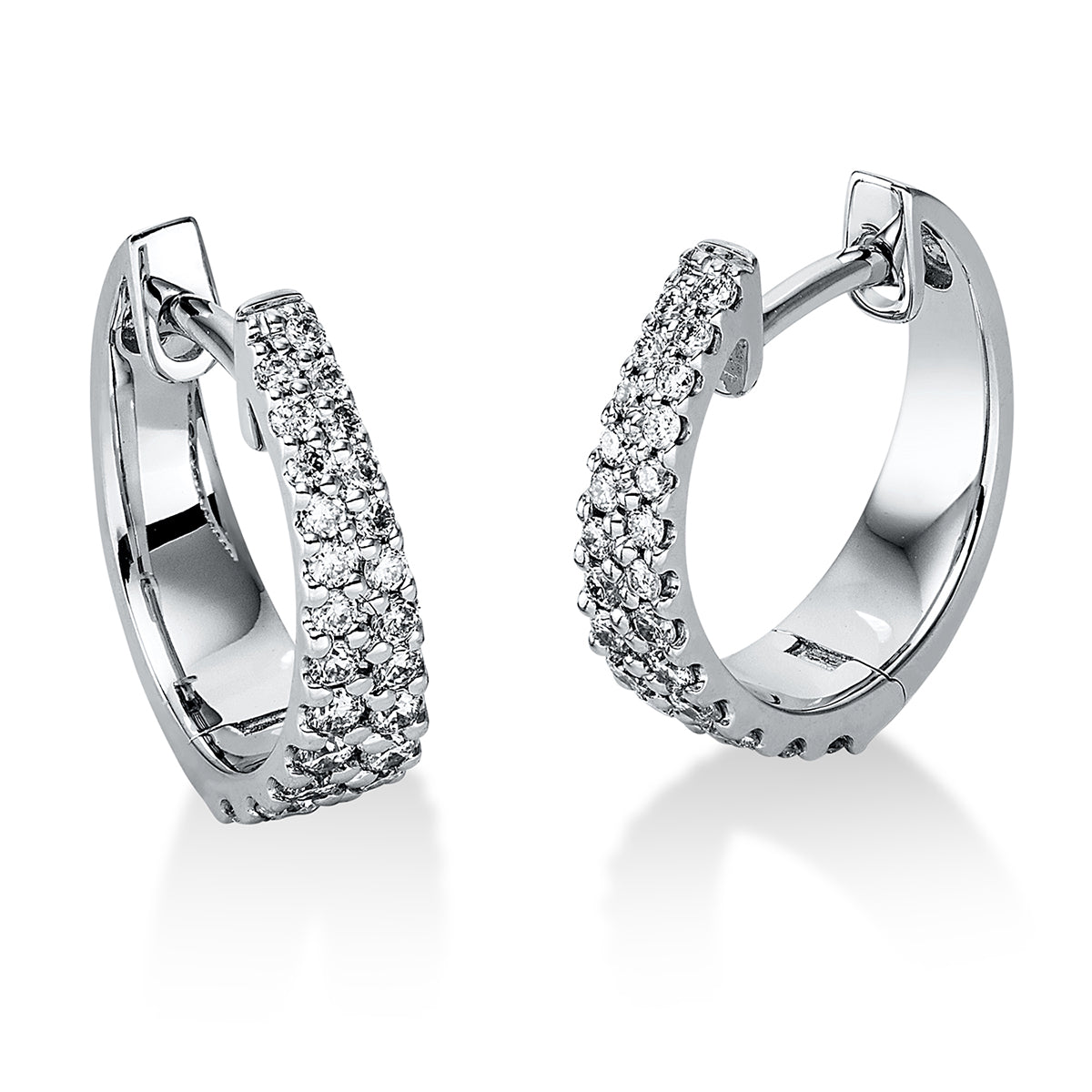 diamond full cut  modern woman hoops & huggies in white gold