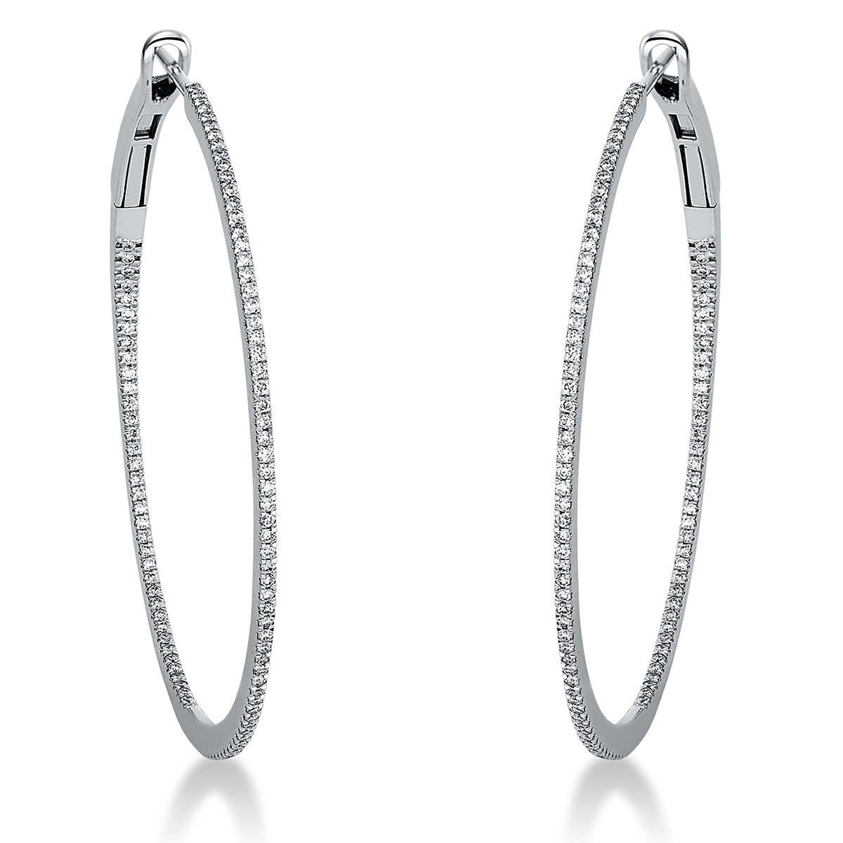 diamond full cut  modern woman hoops & huggies in white gold