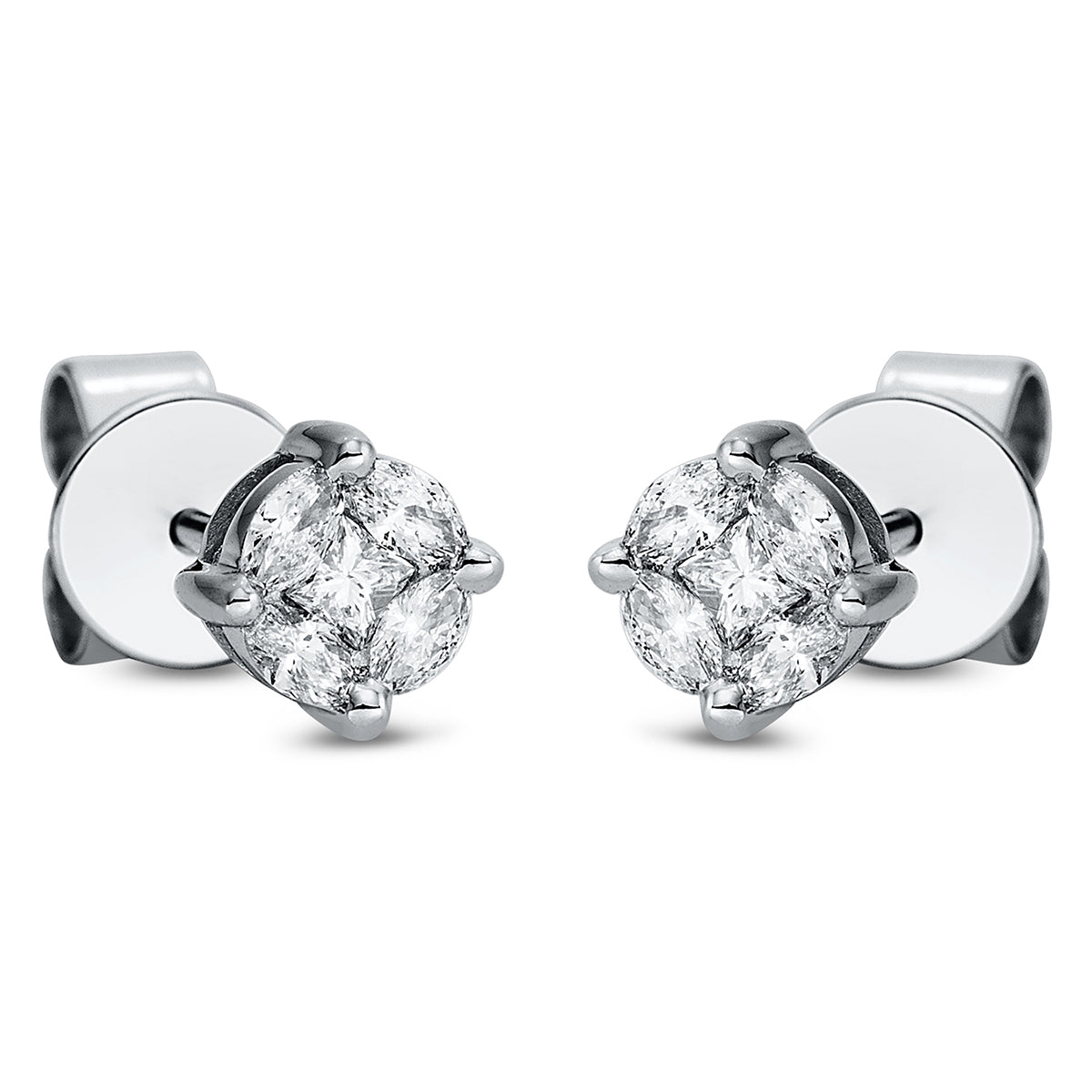 marquise  illusion classic studs in white gold