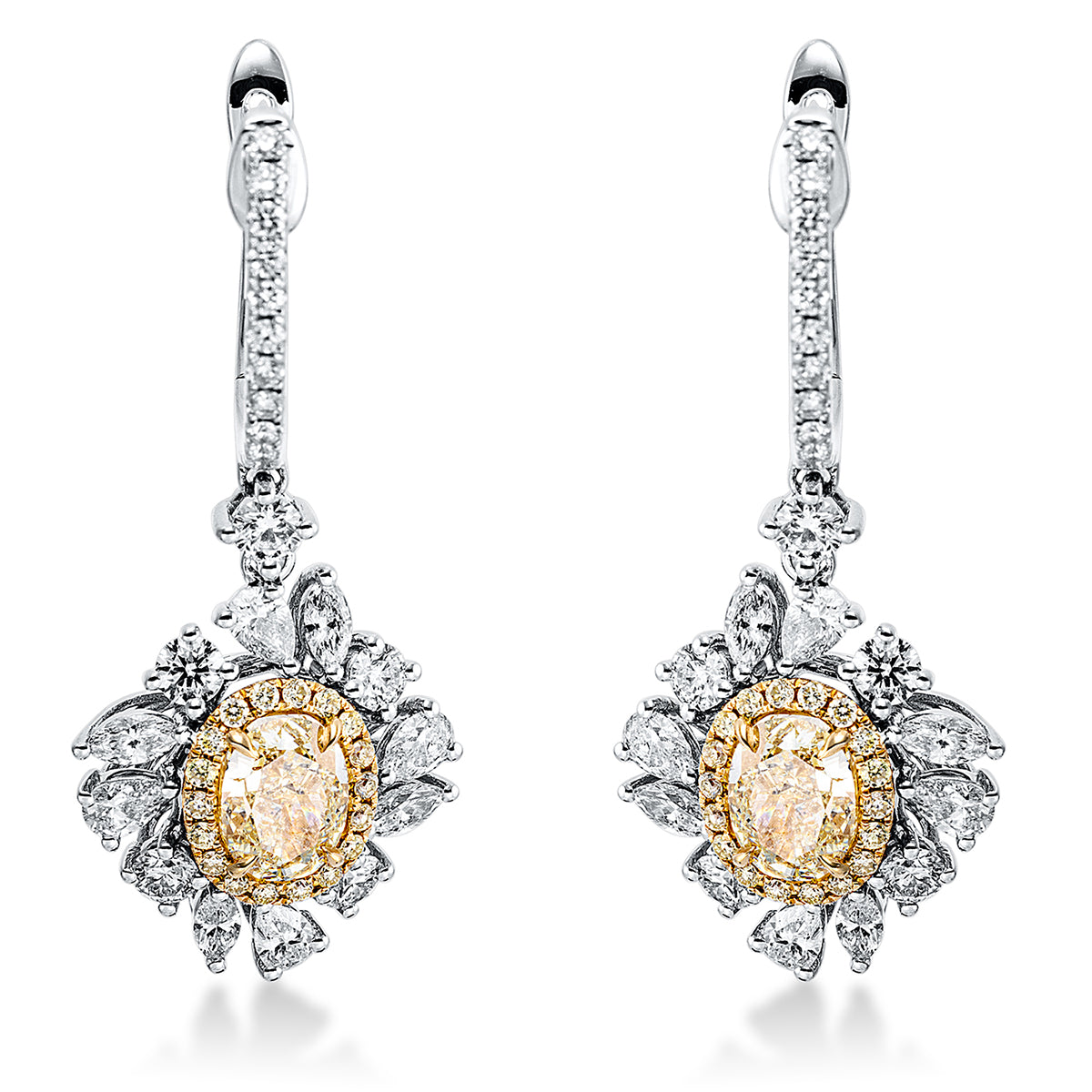 fancy colored diamond earrings - 2N277