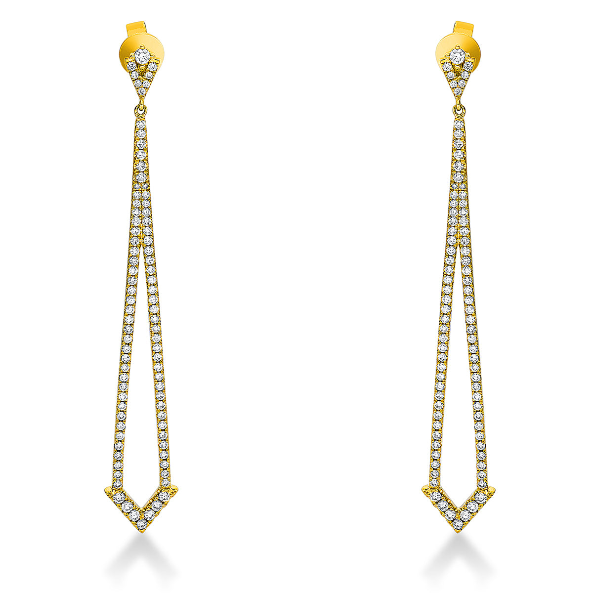 diamond full cut  modern woman earrings in yellow gold