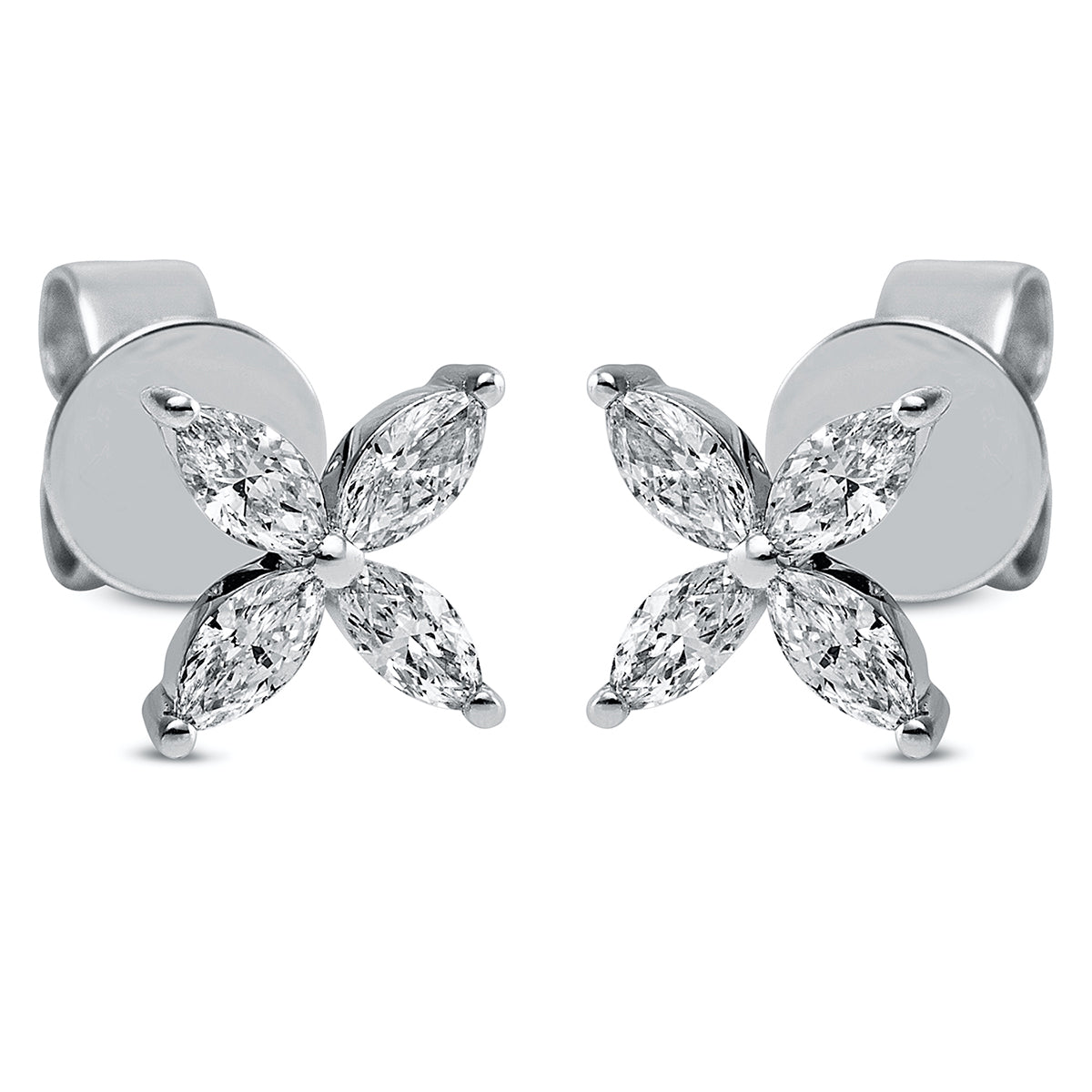 marquise  modern woman studs in white gold
