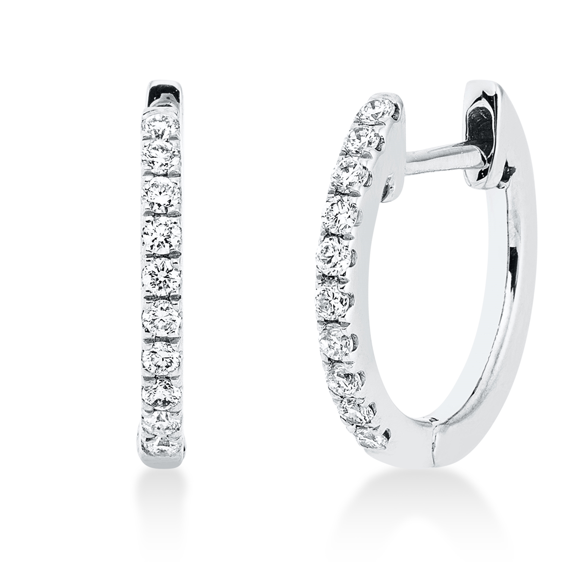 diamond full cut  modern woman hoops & huggies in white gold