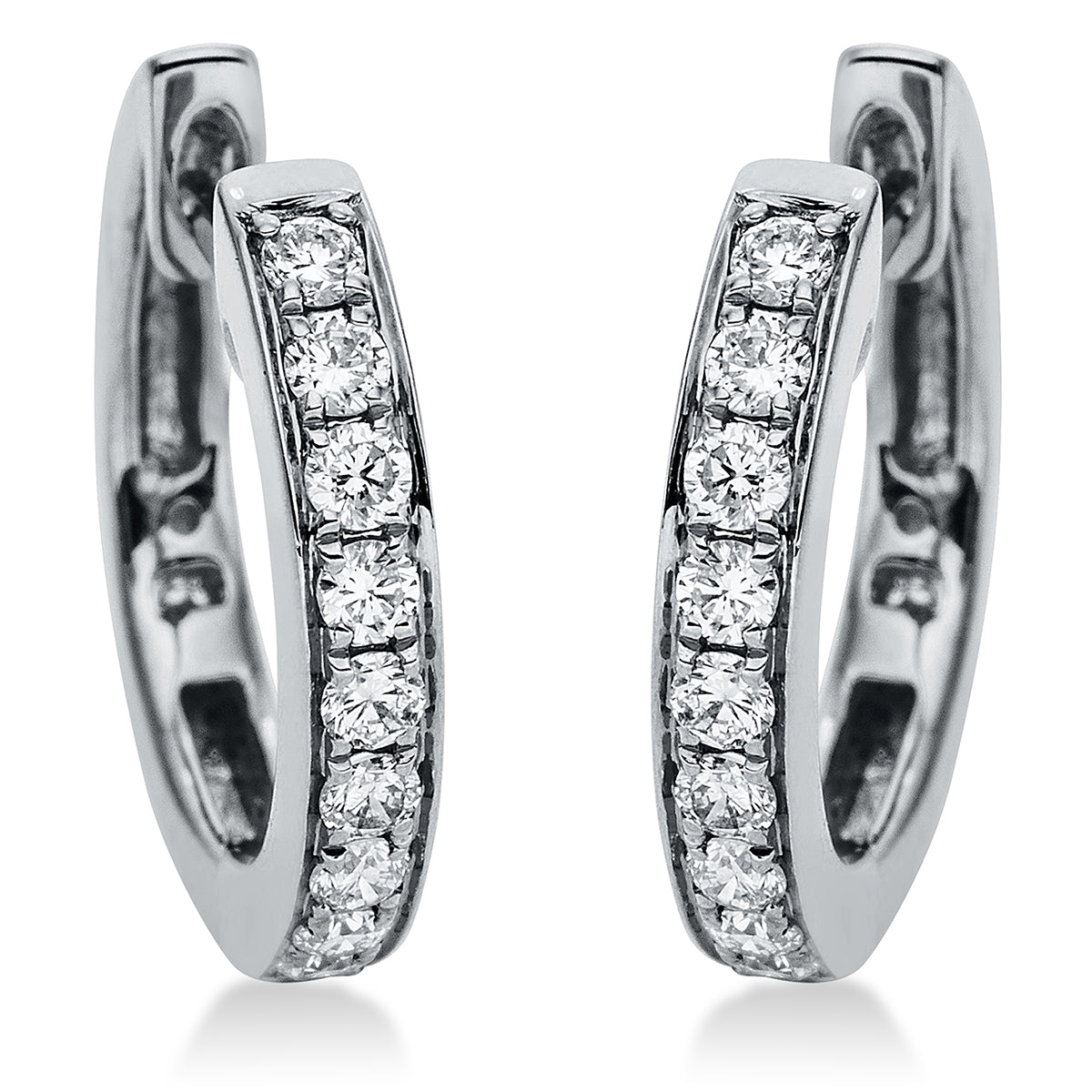 diamond full cut  modern woman hoops & huggies in white gold