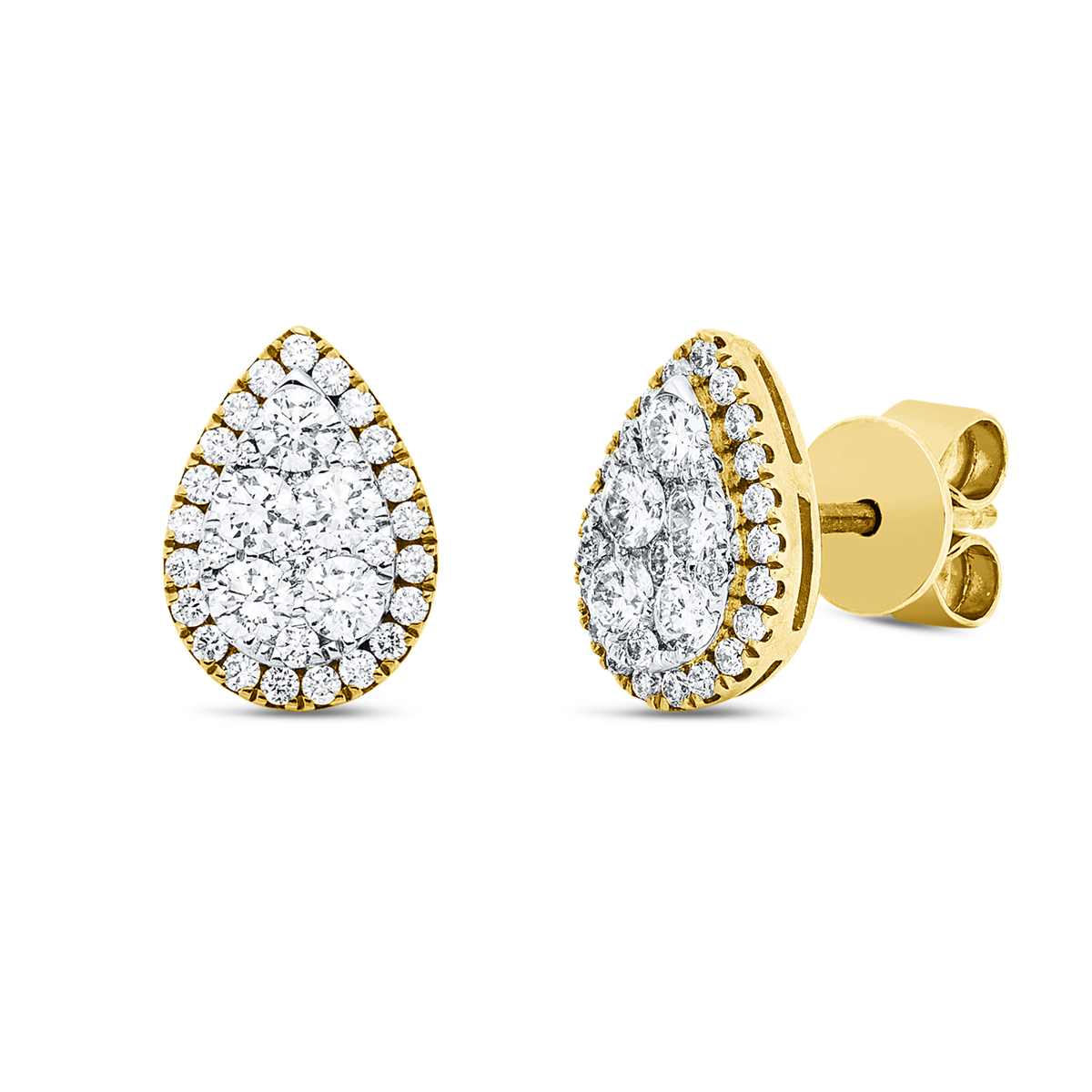 diamond full cut  illusion classic studs in yellow gold / white gold