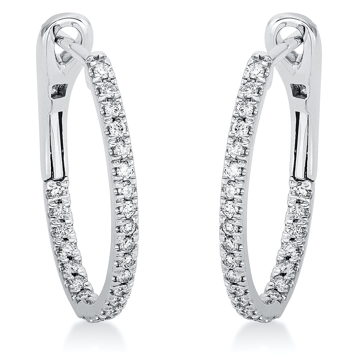 diamond full cut  modern woman hoops & huggies in white gold
