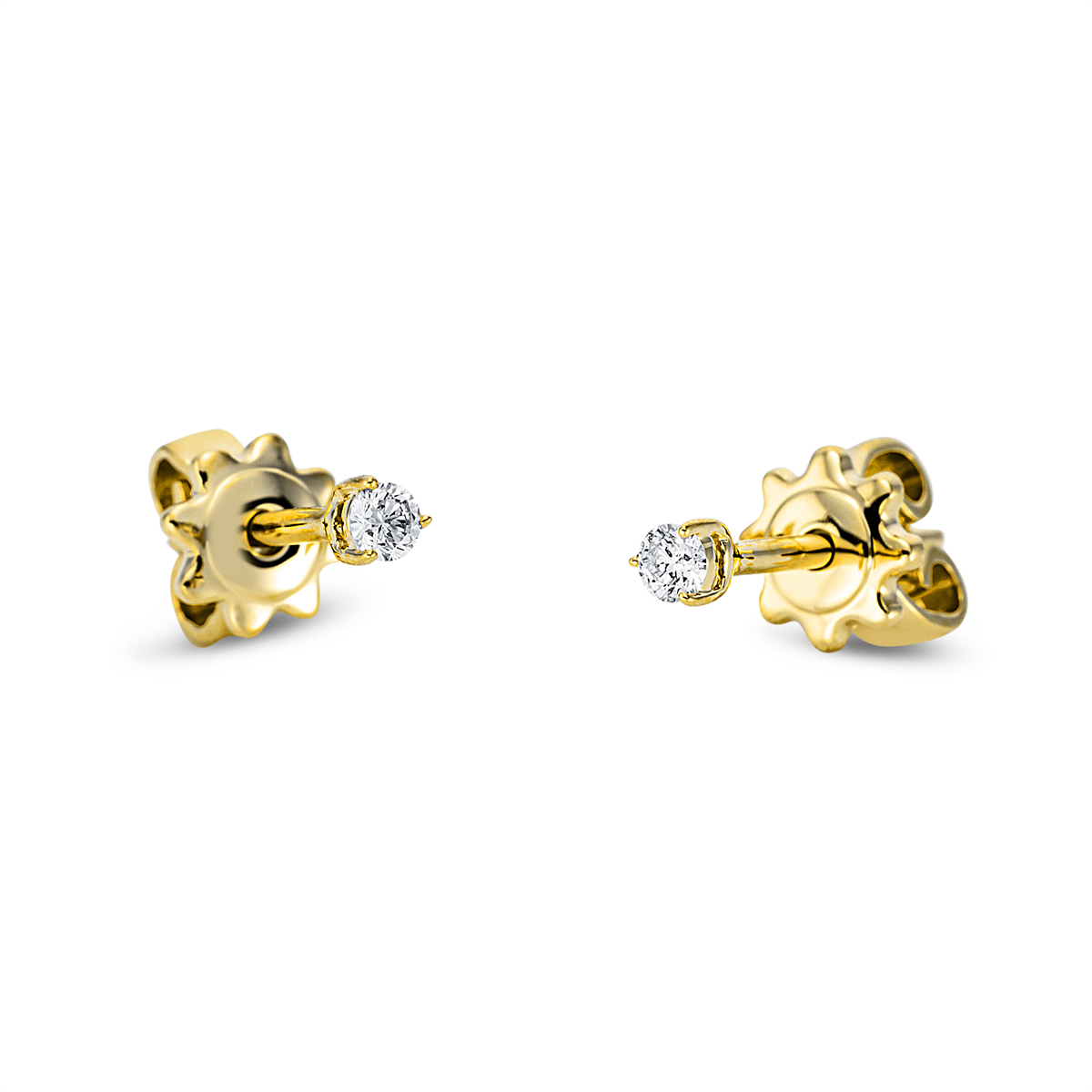 diamond full cut  solitaire studs in yellow gold