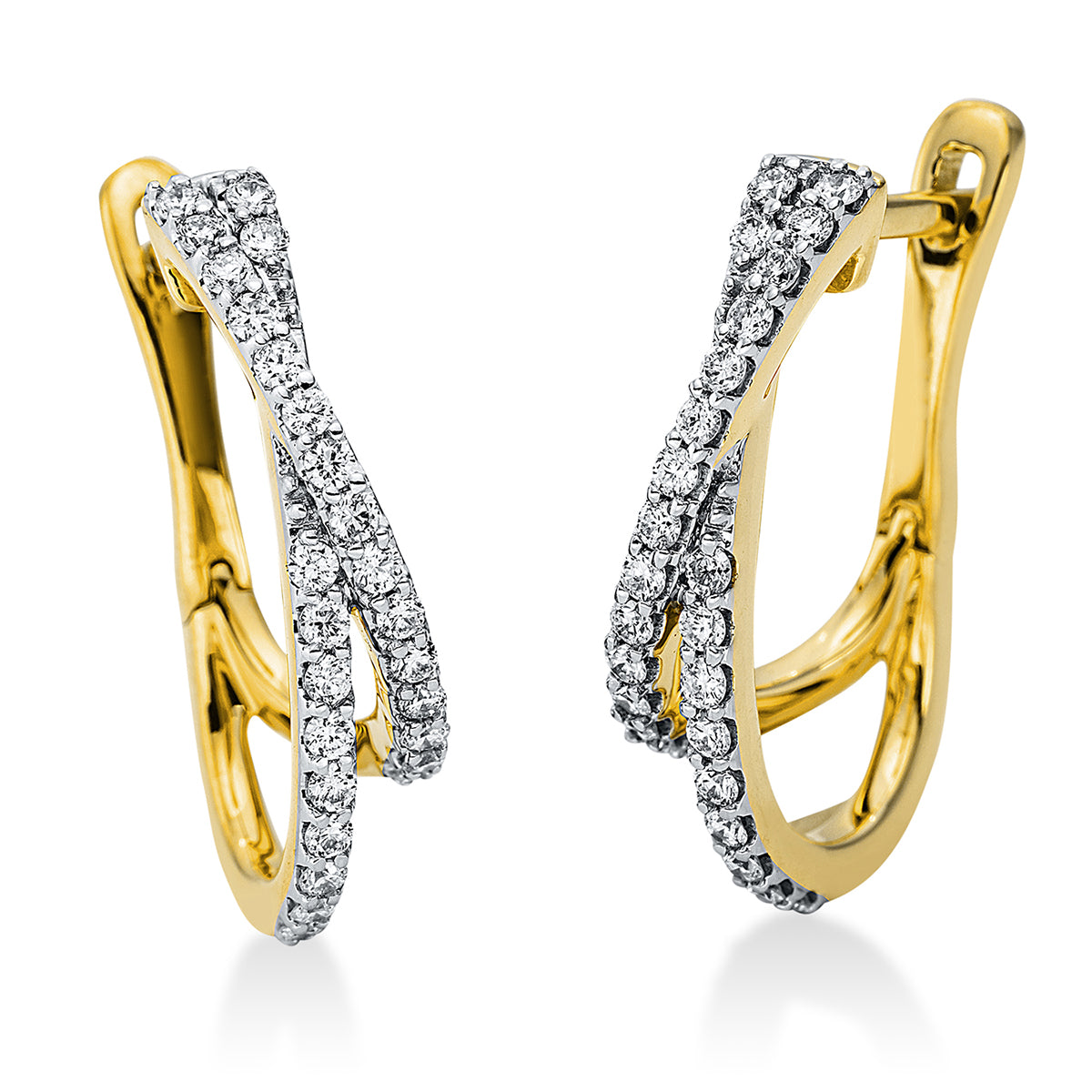 diamond full cut  modern woman hoops & huggies in yellow gold