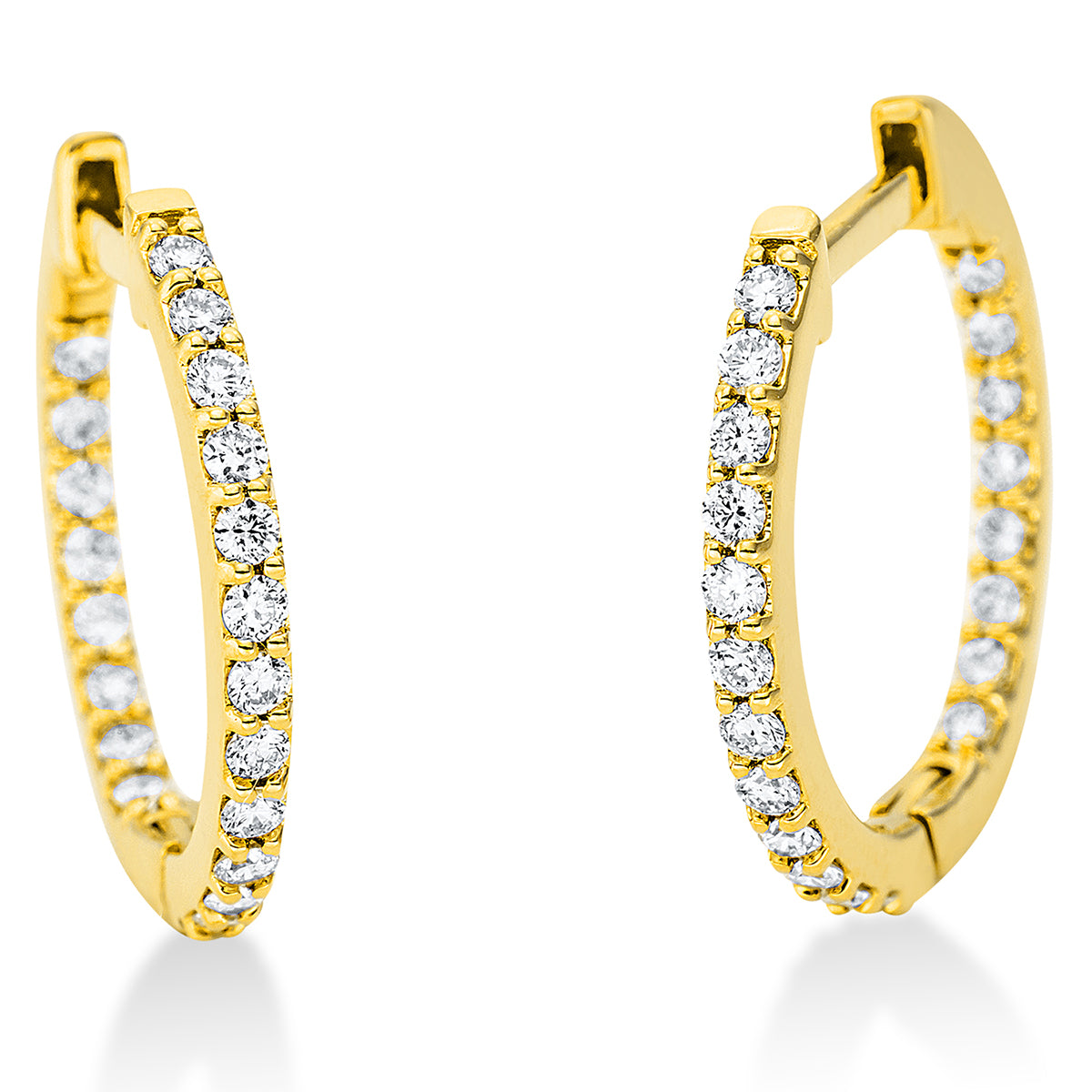 diamond full cut  modern woman hoops & huggies in yellow gold