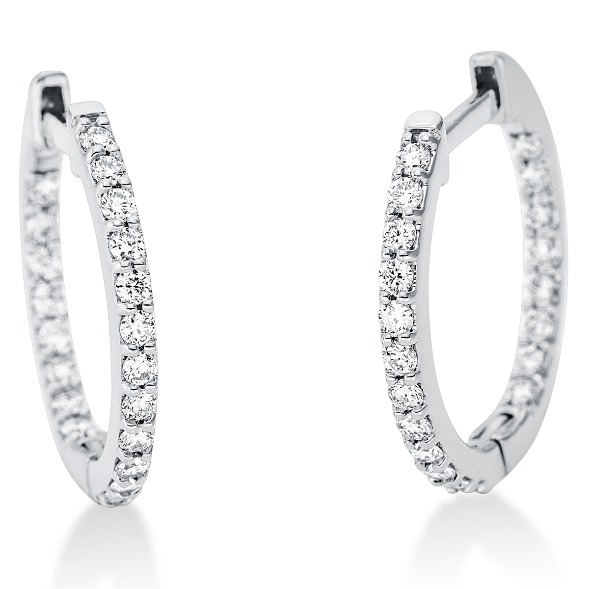diamond full cut  modern woman hoops & huggies in white gold