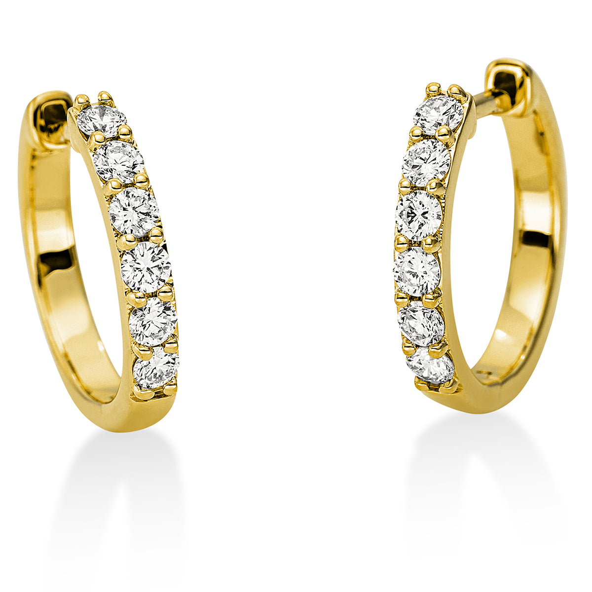 diamond full cut  modern woman hoops & huggies in yellow gold