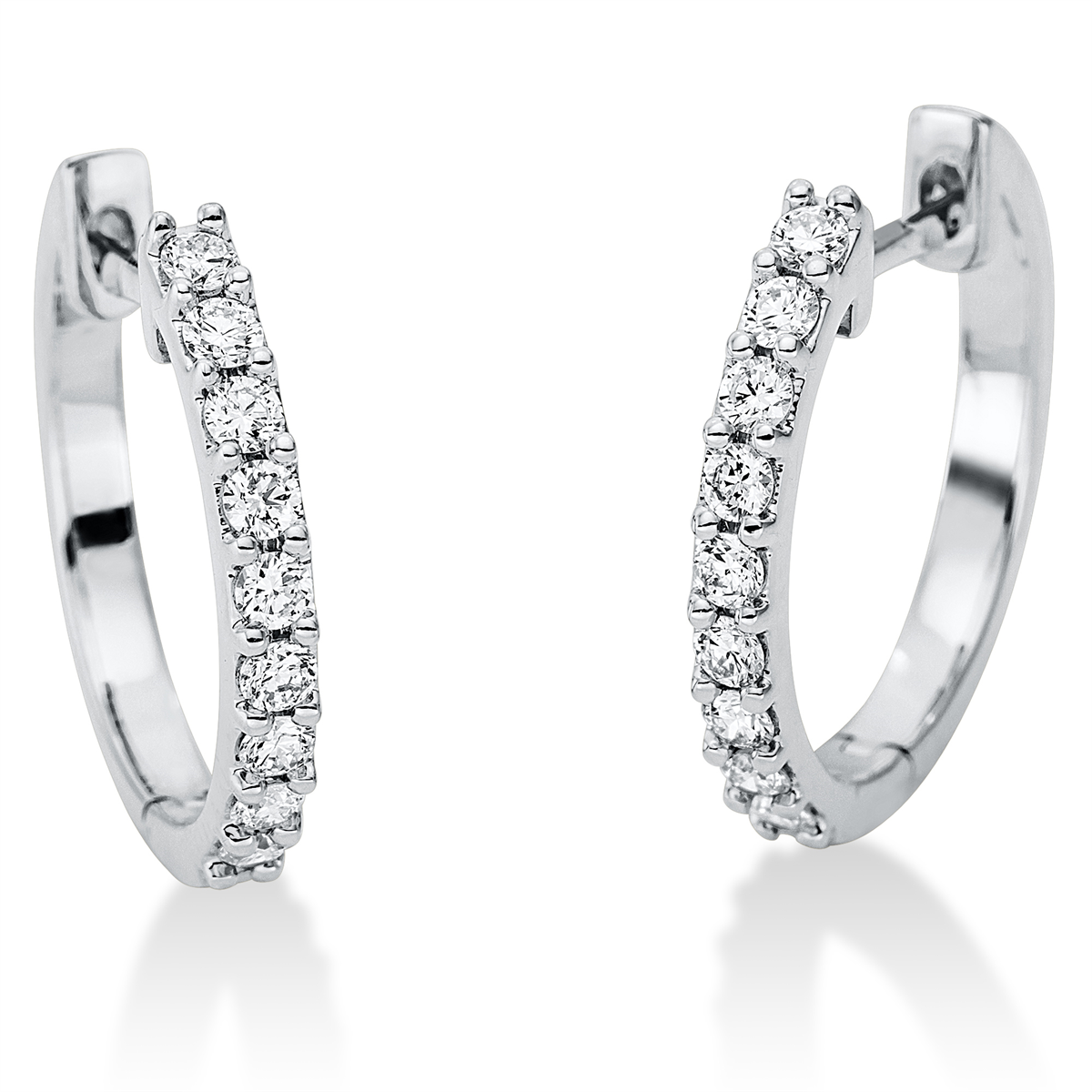 diamond full cut  modern woman hoops & huggies in white gold