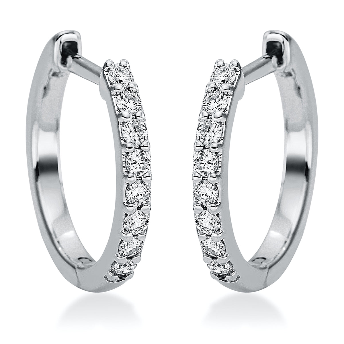 diamond full cut  modern woman hoops & huggies in white gold