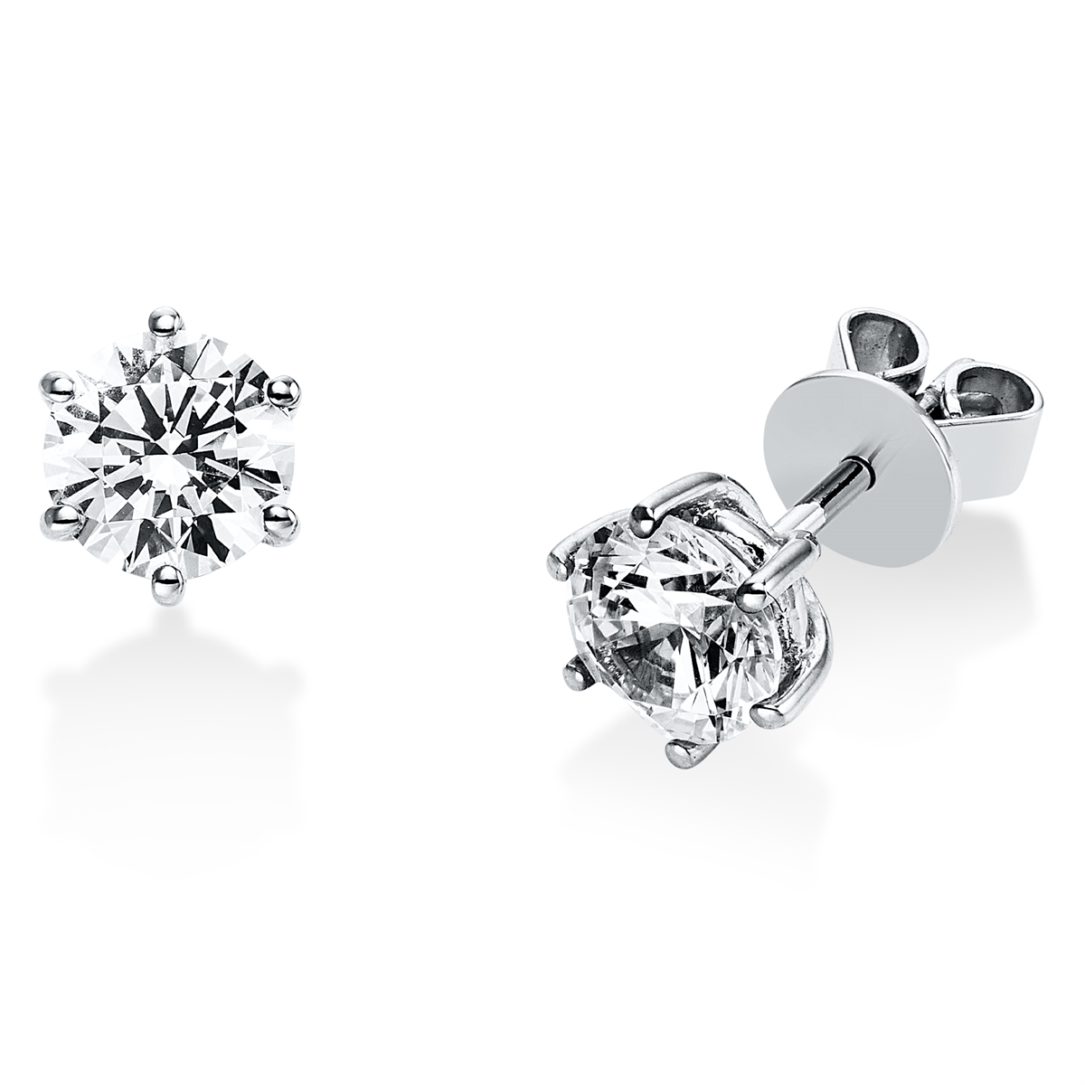 diamond full cut  solitaire studs in white gold