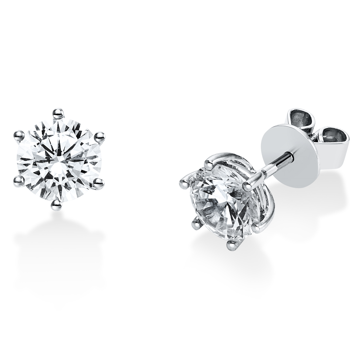diamond full cut  solitaire studs in white gold