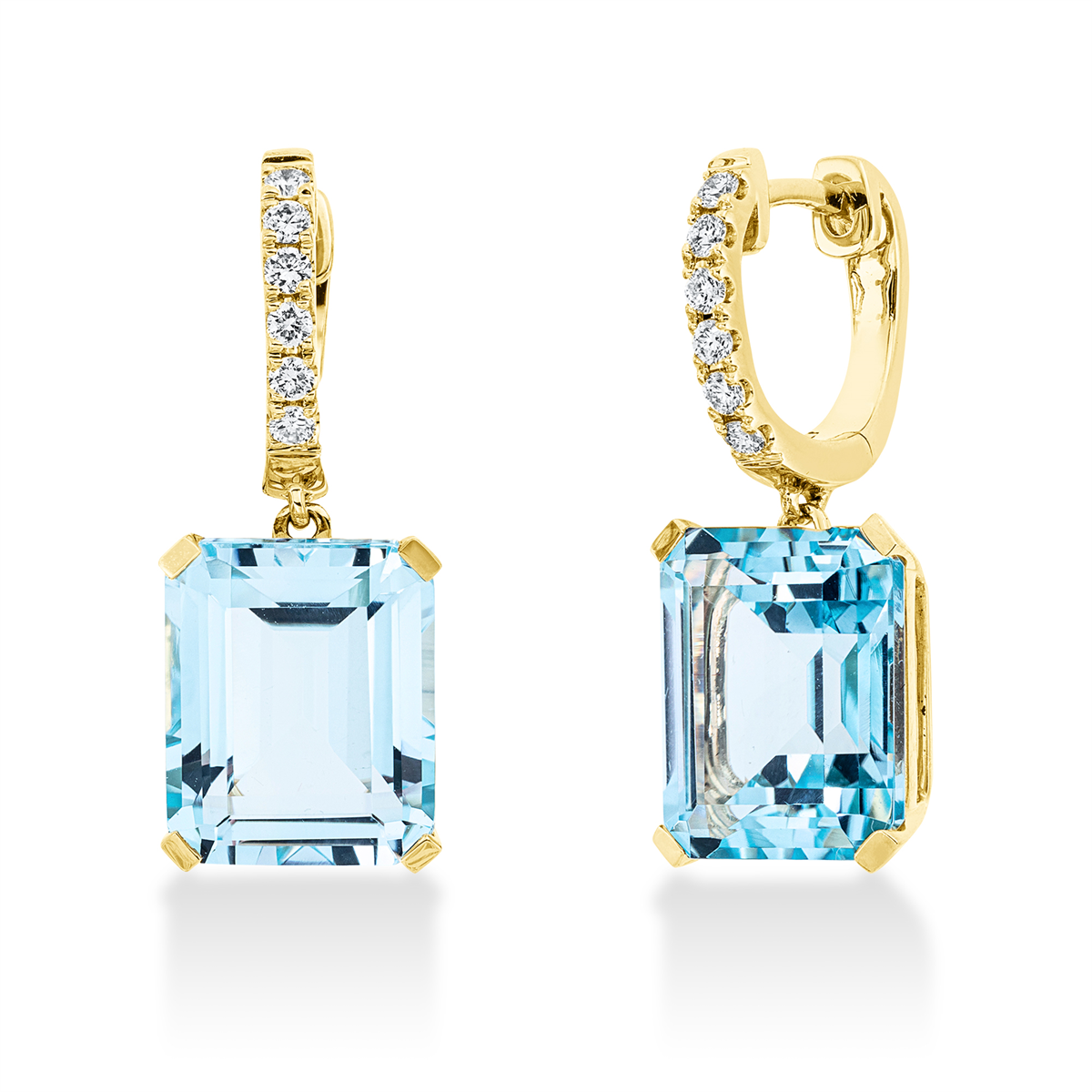 diamond full cut topaz colored stone fashion earrings in yellow gold