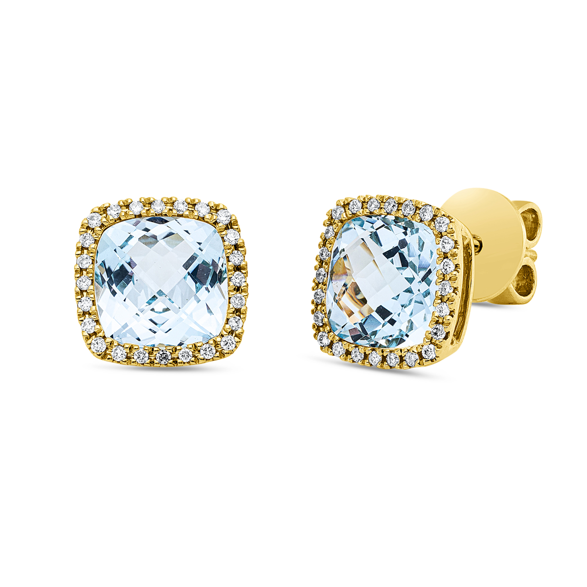 diamond full cut topaz colored stone fashion studs in yellow gold