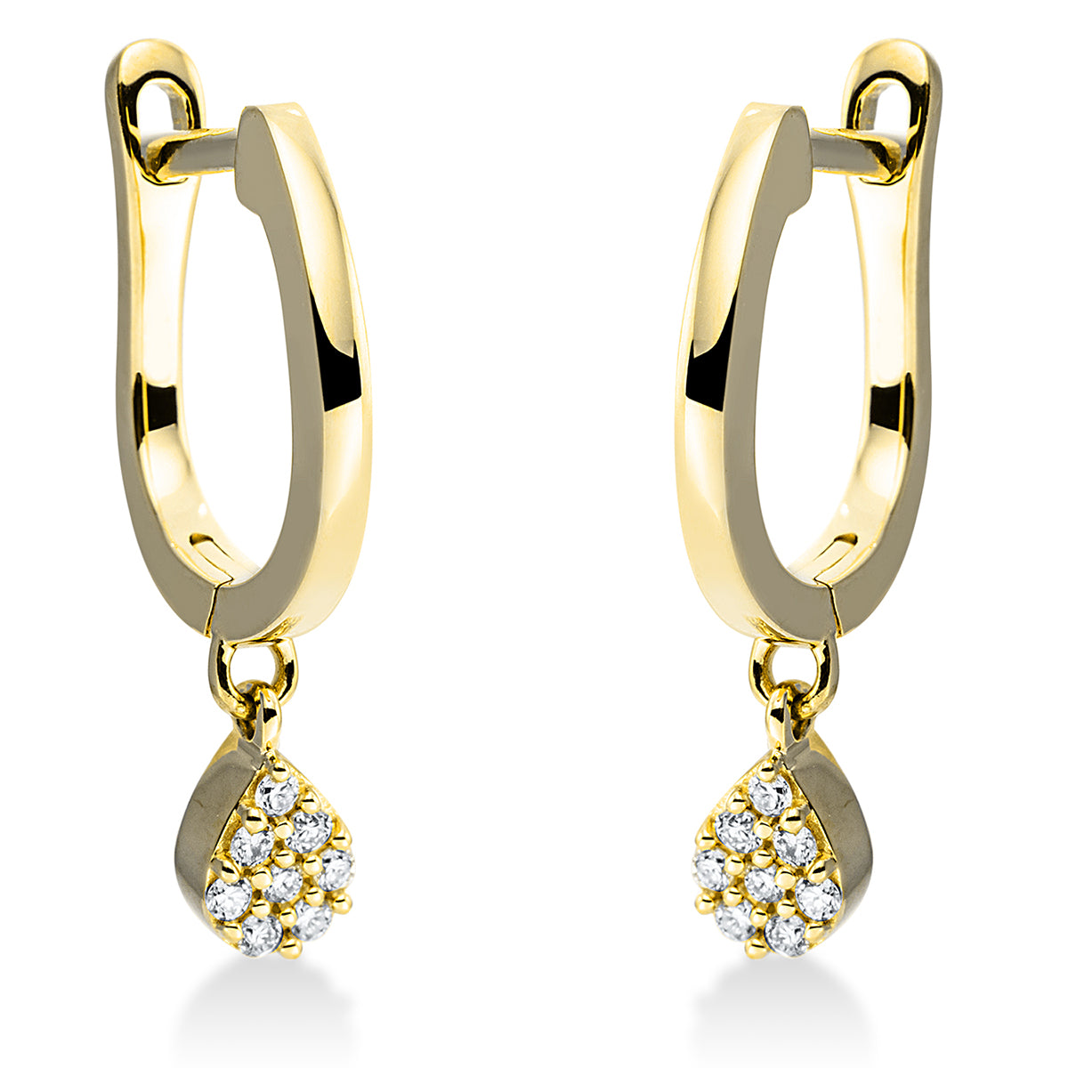 diamond full cut  modern woman earrings in yellow gold