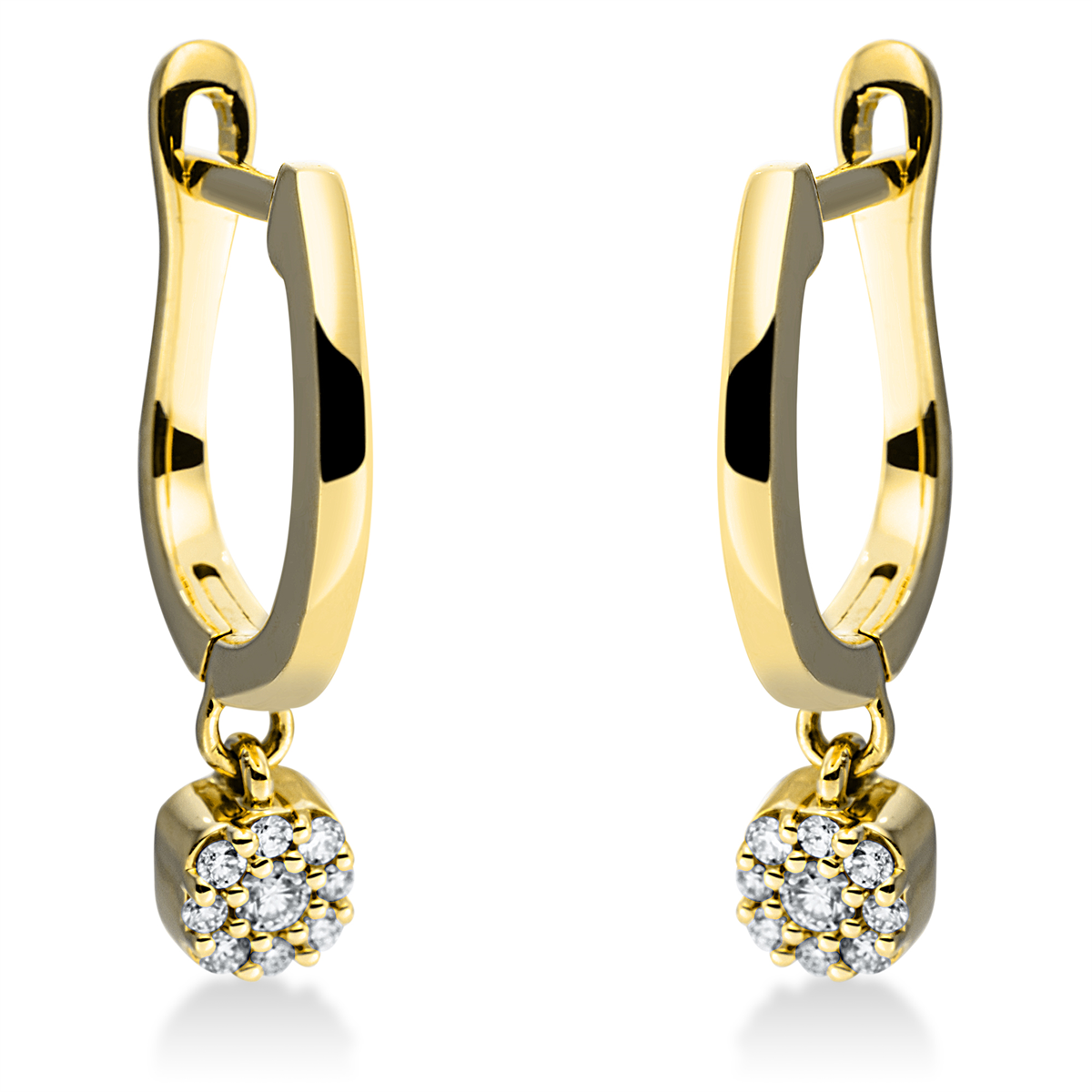 diamond full cut  modern woman earrings in yellow gold