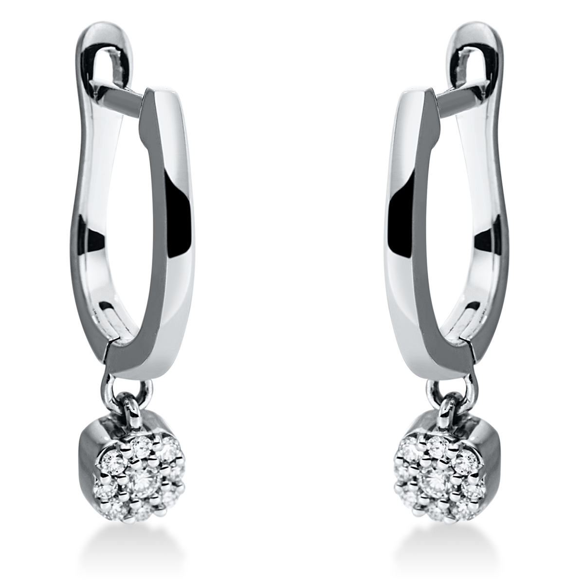 diamond full cut  modern woman hoops & huggies in white gold