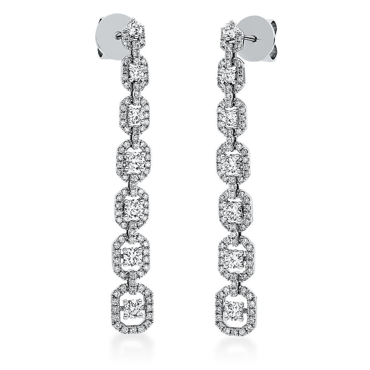 diamond full cut  multi-stone earrings in white gold