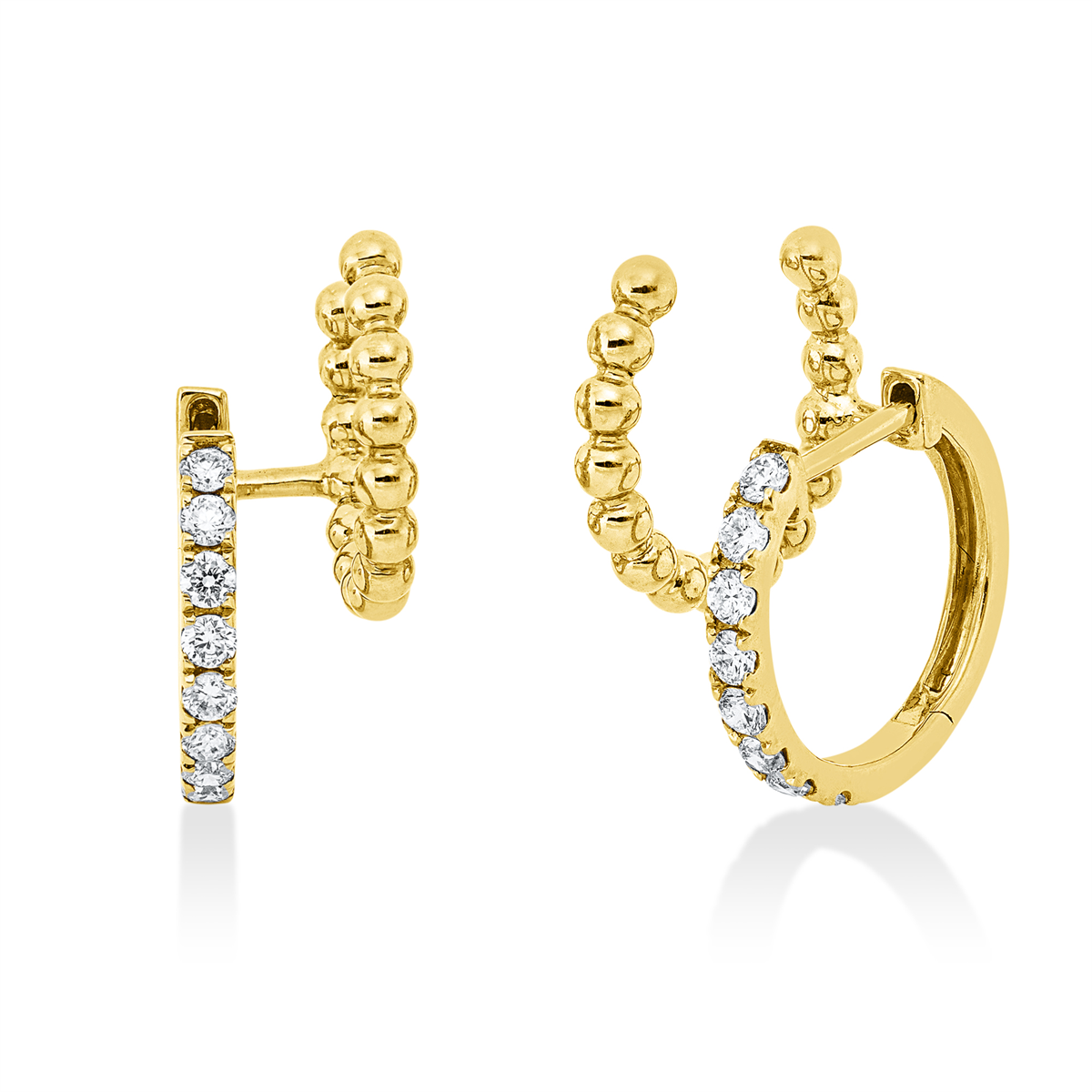 diamond full cut  multi-stone hoops & huggies in yellow gold
