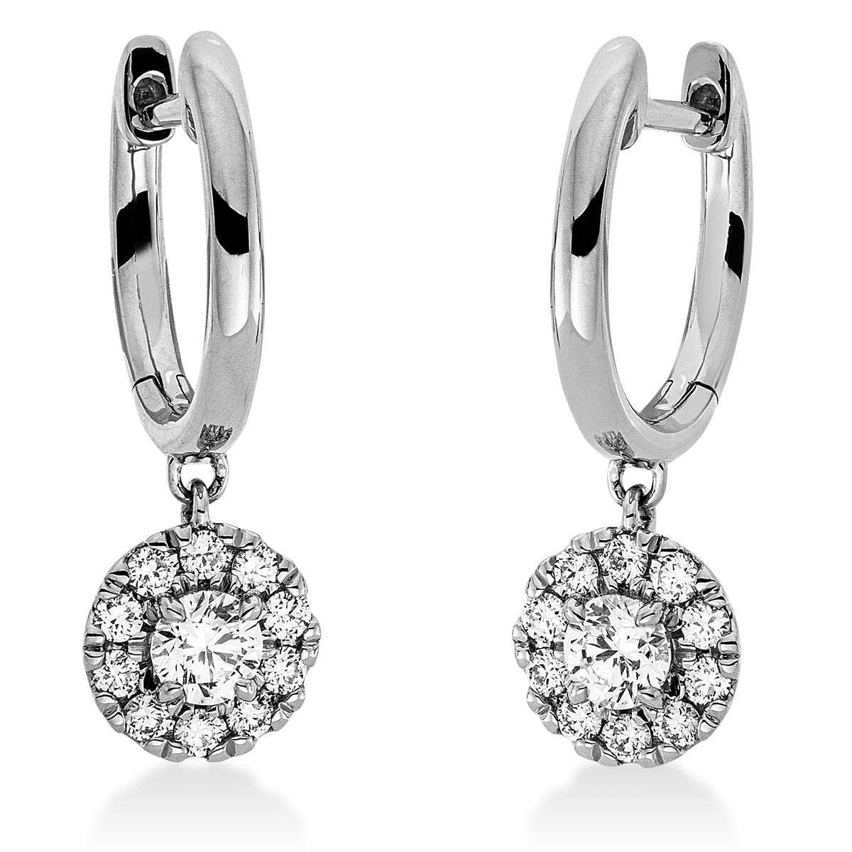 diamond full cut  illusion classic earrings in white gold