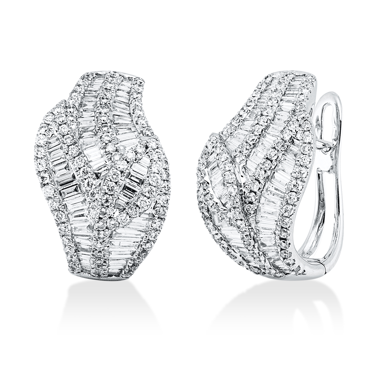 diamond full cut  multi-stone earhook in white gold
