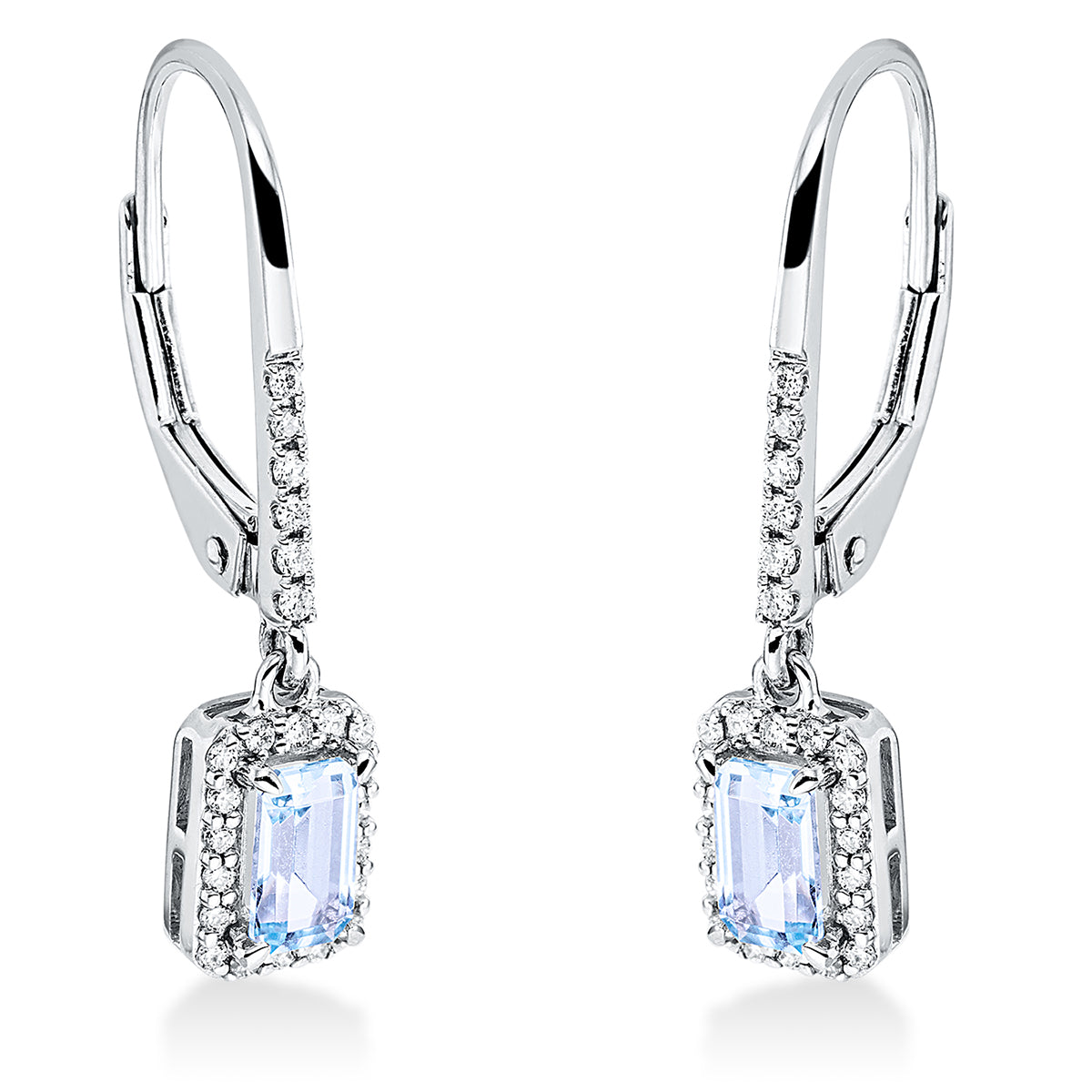 diamond full cut topaz colored stone fashion earrings in white gold