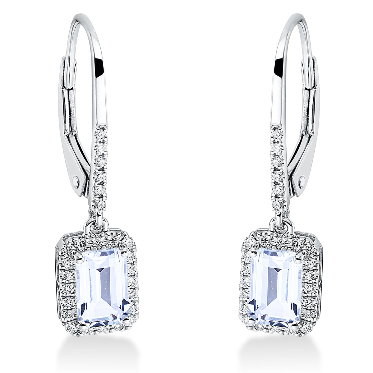 diamond full cut topaz colored stone fashion earrings in white gold