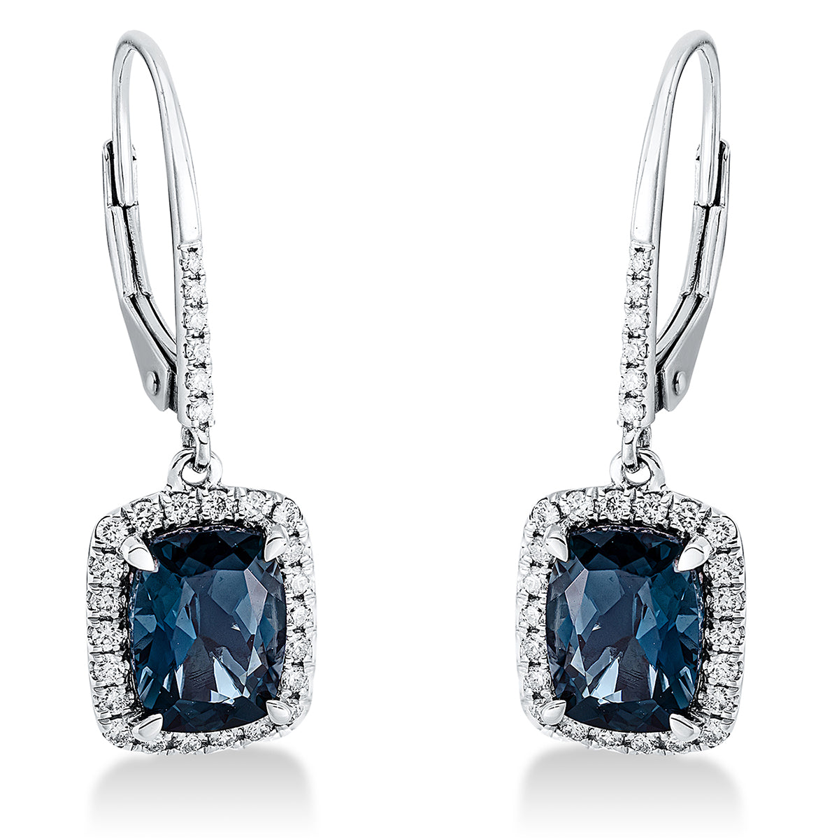 diamond full cut topaz colored stone fashion earrings in white gold