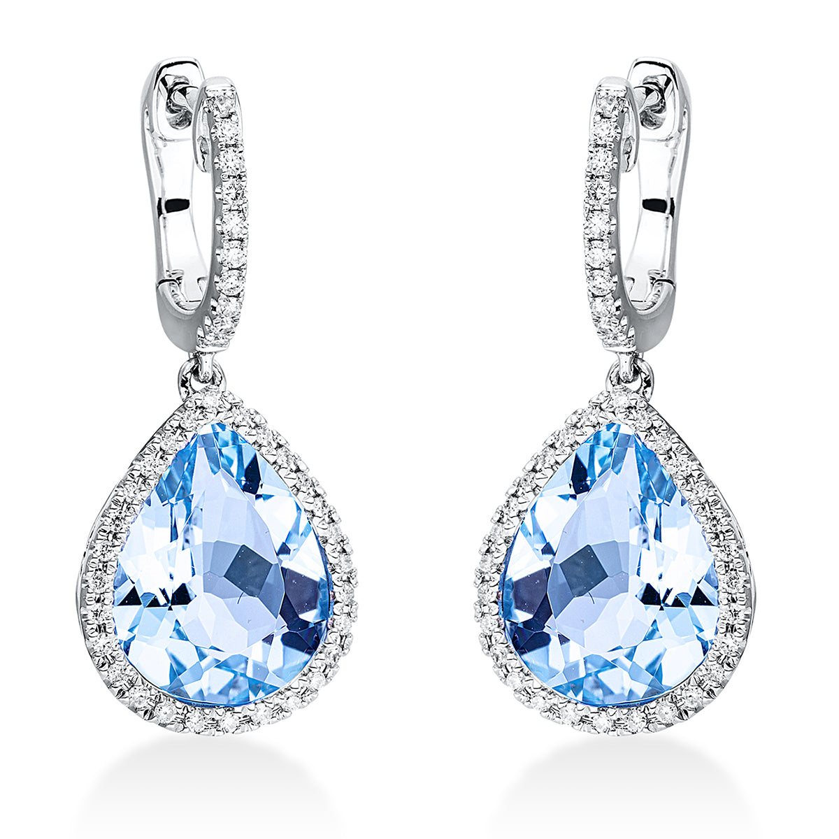 diamond full cut topaz colored stone fashion earrings in white gold