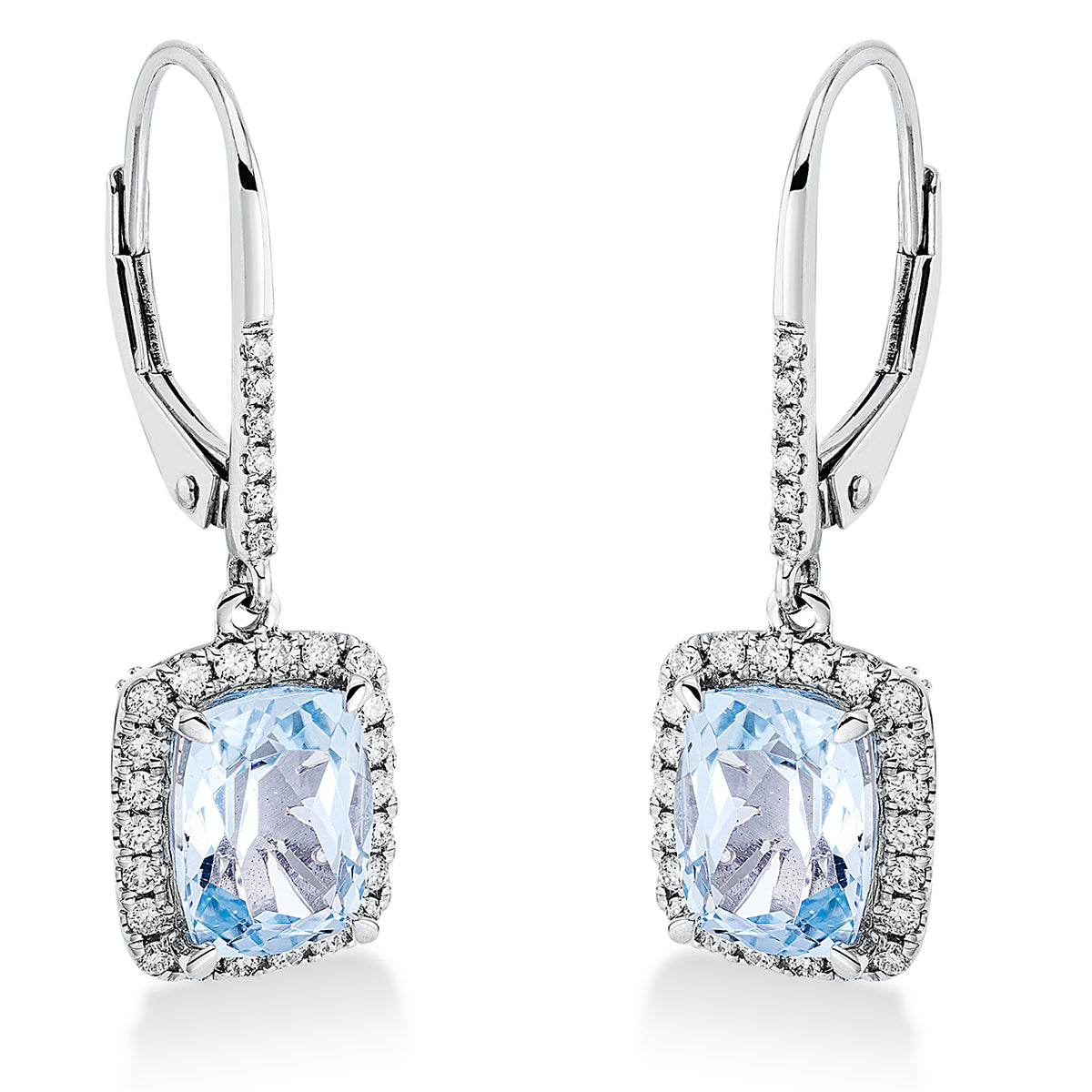 diamond full cut topaz colored stone fashion earrings in white gold