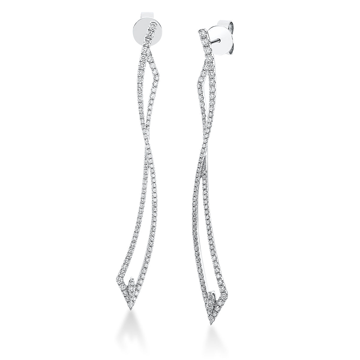 diamond full cut  modern woman earrings in white gold