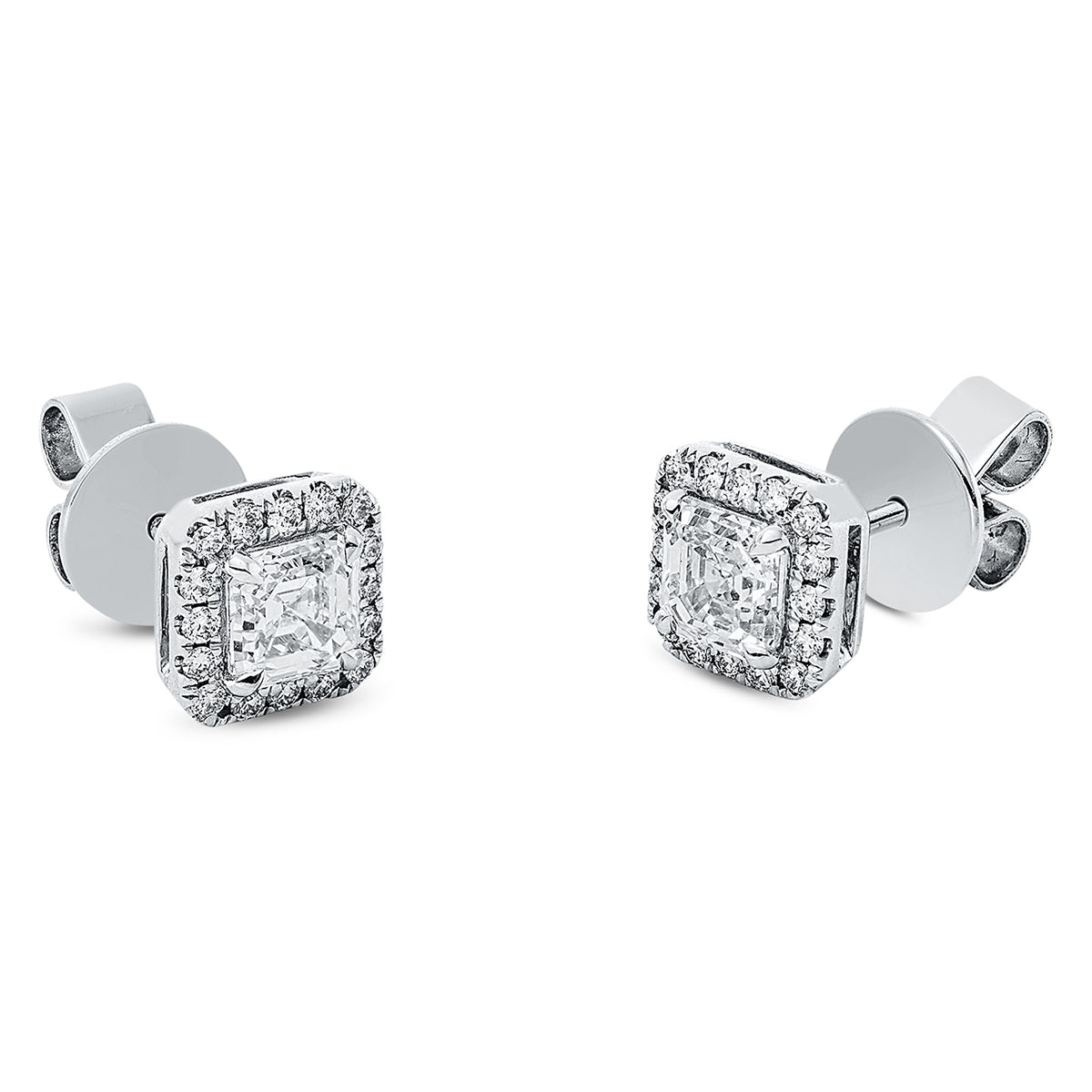 diamond full cut  solitaire studs in white gold