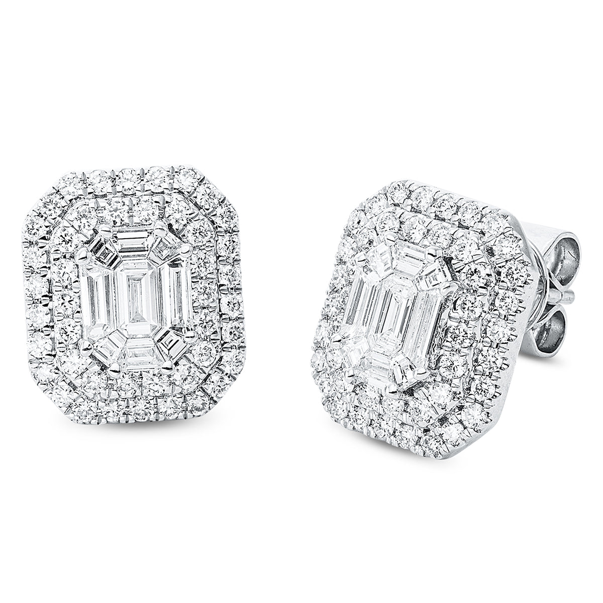 diamond full cut  illusion classic studs in white gold