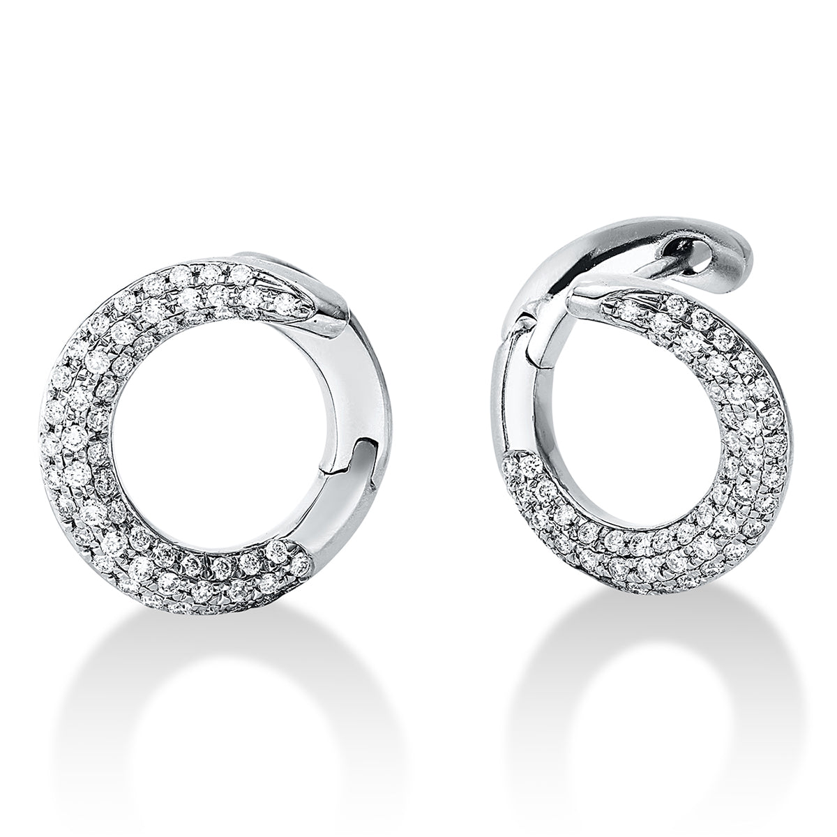 diamond full cut  pavé hoops & huggies in white gold