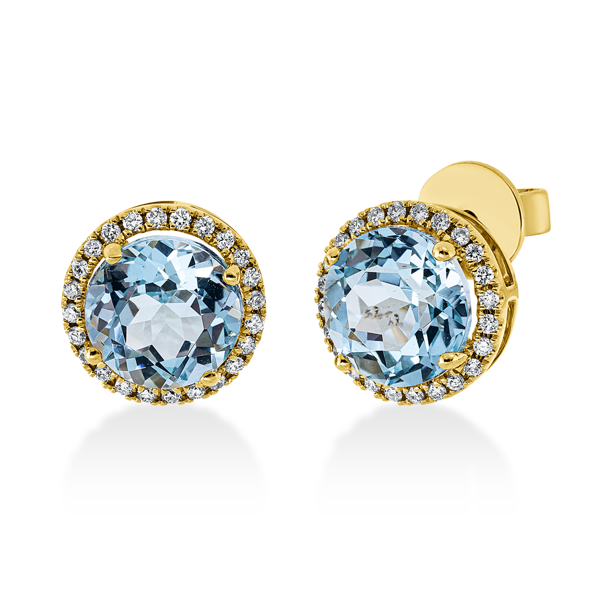 diamond full cut topaz colored stone fashion studs in yellow gold