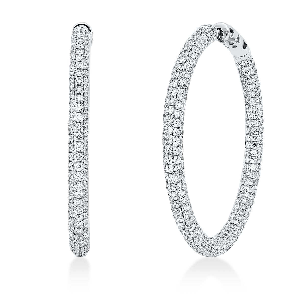 diamond full cut  pavé hoops & huggies in white gold