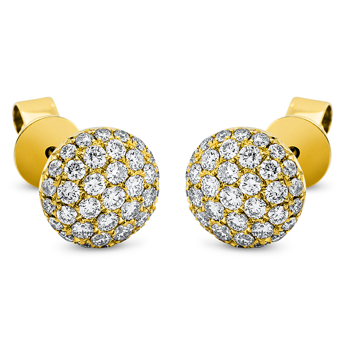 diamond full cut  pavé studs in yellow gold