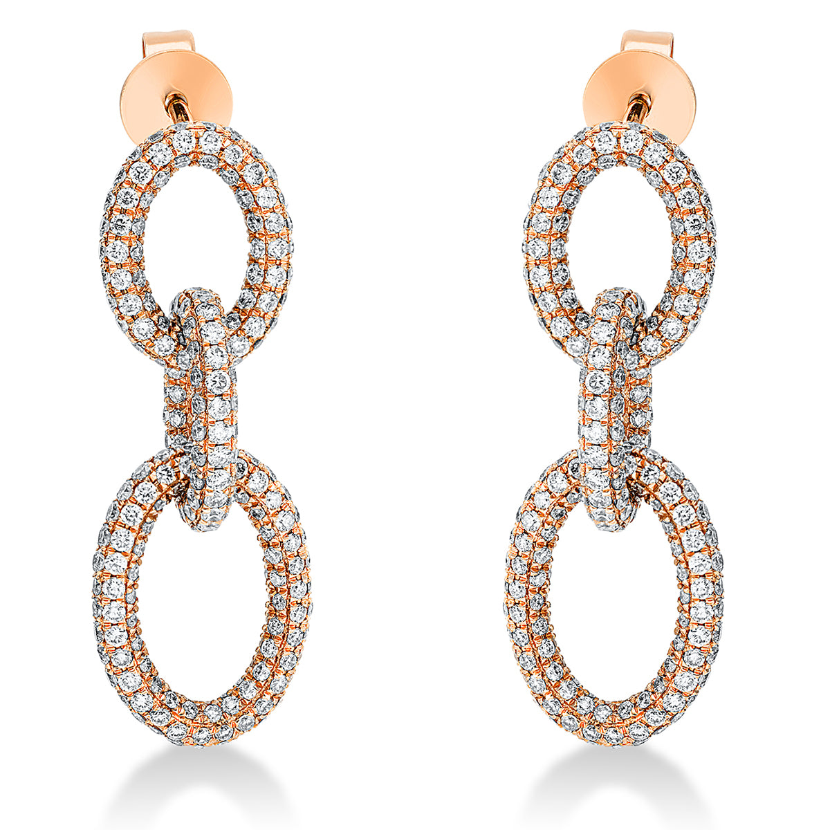 diamond full cut  pavé earrings in red gold