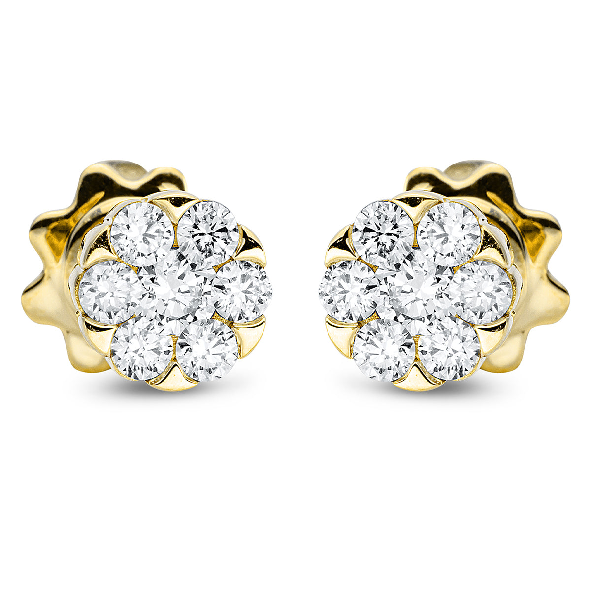 diamond full cut  illusion classic studs in yellow gold