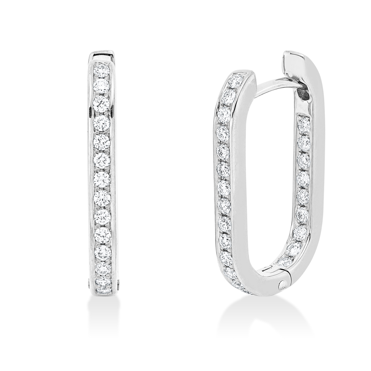 diamond full cut  modern woman hoops & huggies in white gold