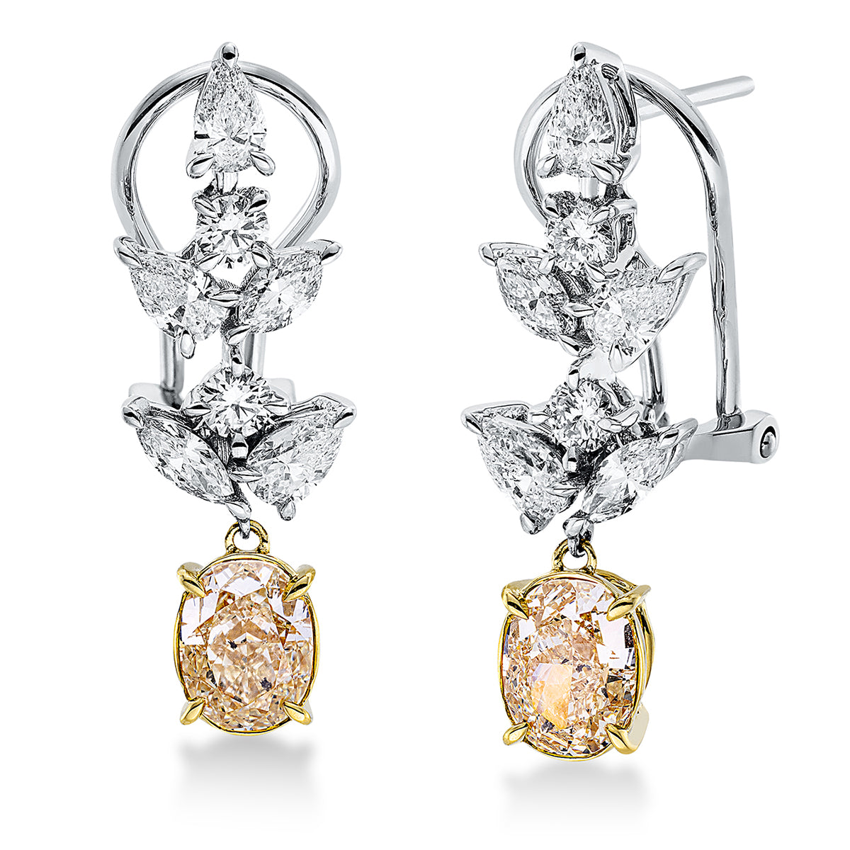 fancy colored diamond earrings - 2P662