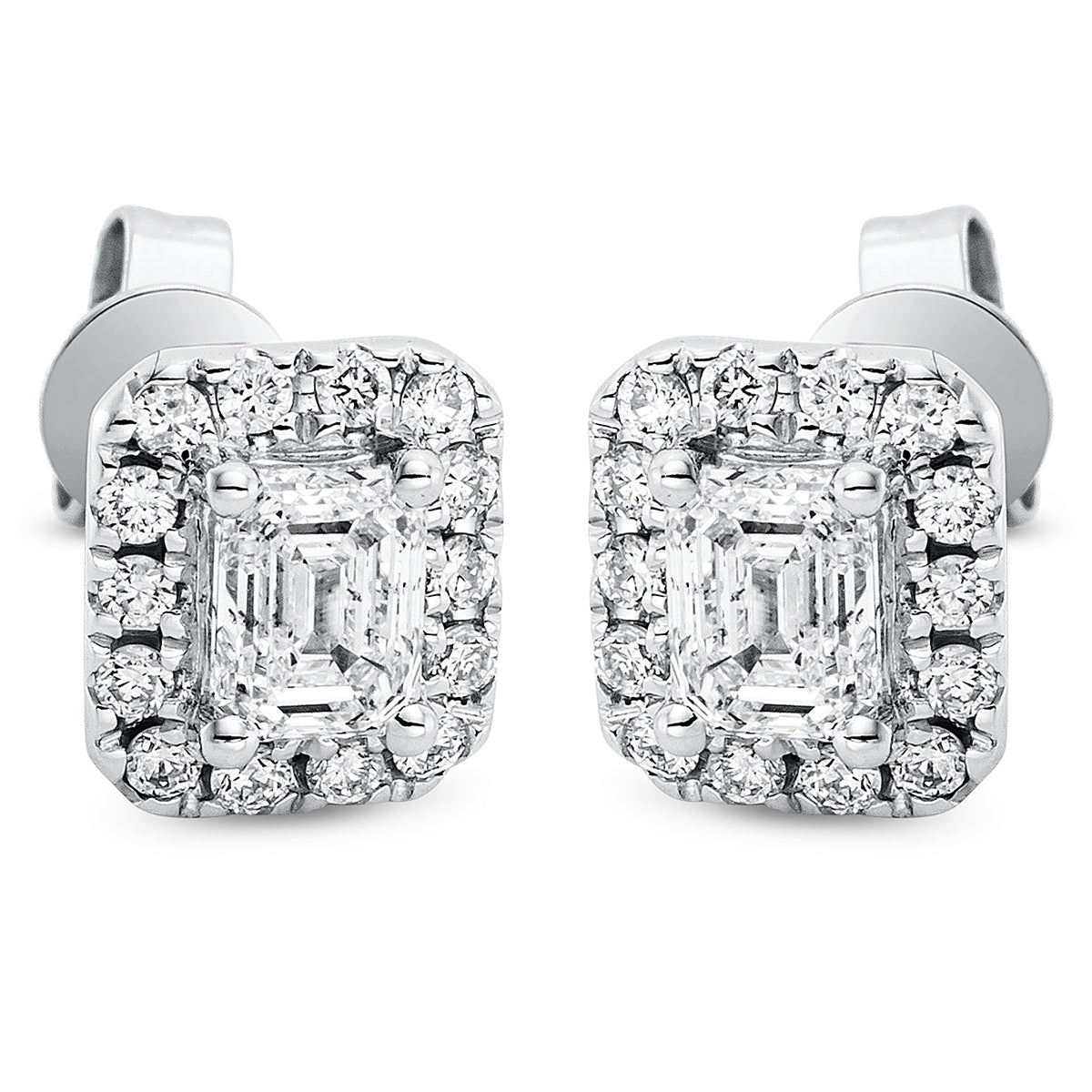 diamond full cut  solitaire with accent stones studs in white gold