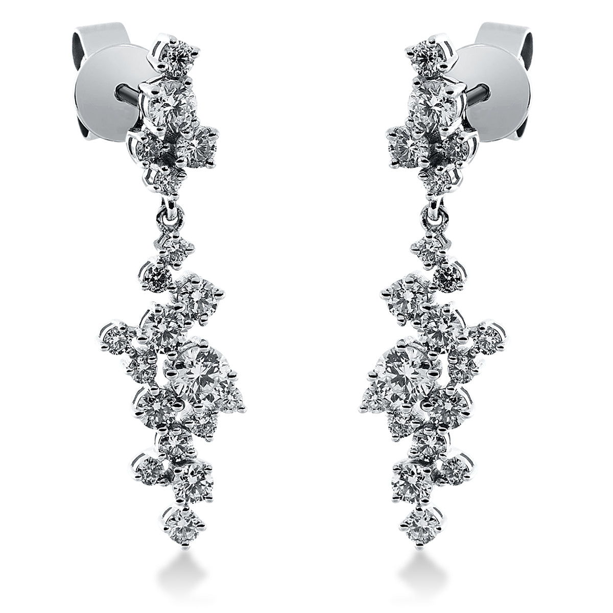 diamond full cut  modern woman earrings in white gold
