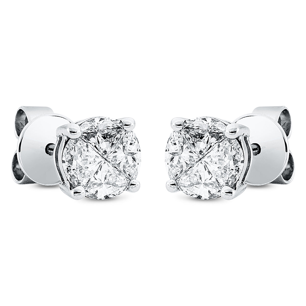 fantasy-cut  illusion classic studs in white gold