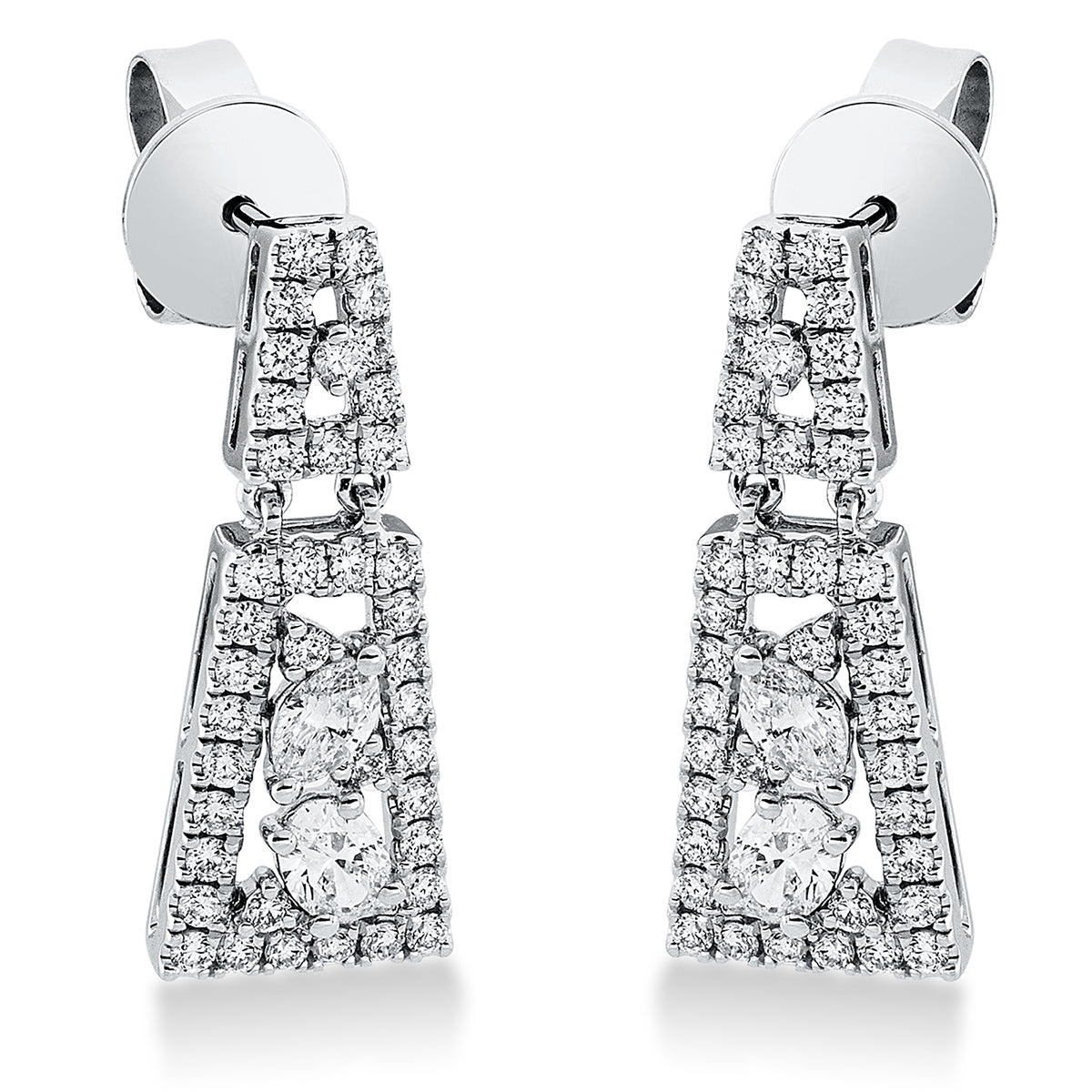 diamond full cut  modern woman earrings in white gold